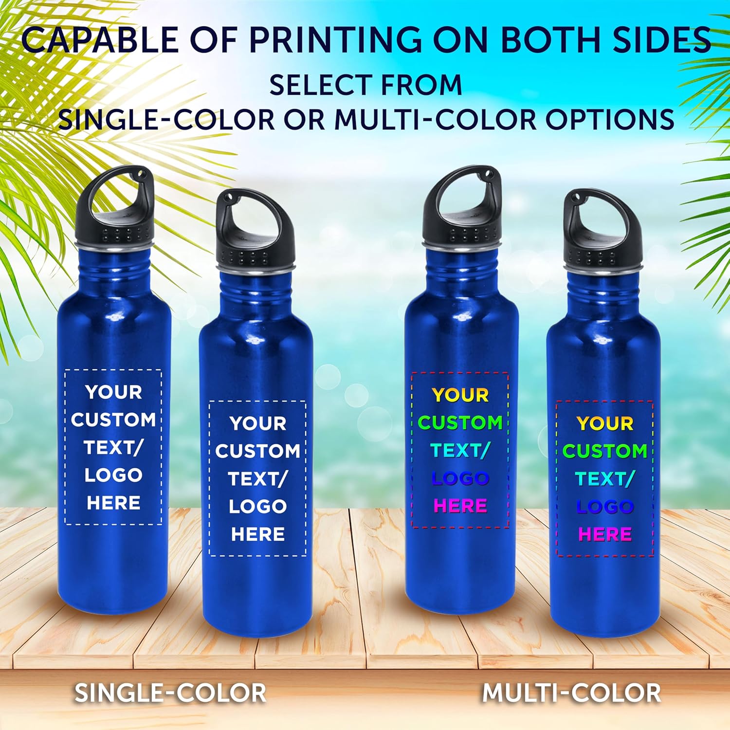 DISCOUNT PROMOS Botellas de agua personalizadas de acero inoxidable de 26 onzas, juego de 10, paquete a granel personalizado, reutilizables, a