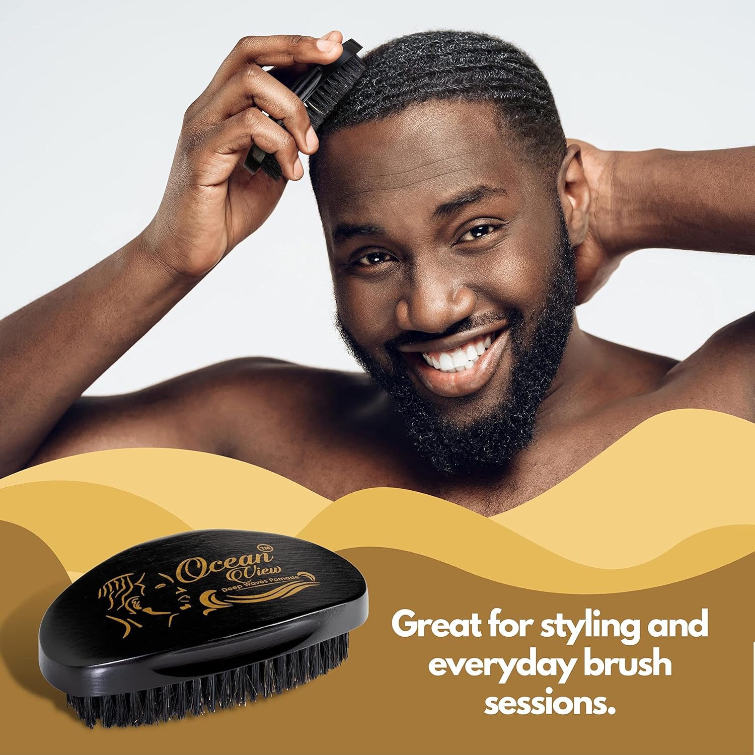 Ocean View Deep Waves Pomade Cepillo ondulado 360 + grasa de ondas 360