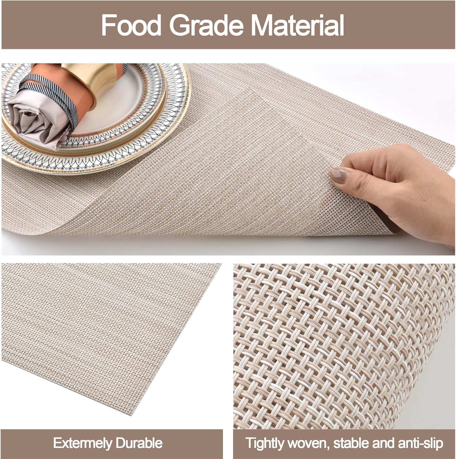 Juego de 4 manteles individuales fáciles de limpiar, modernos, duraderos, lavables, resistentes al calor, para la mesa de la cocina, manteles