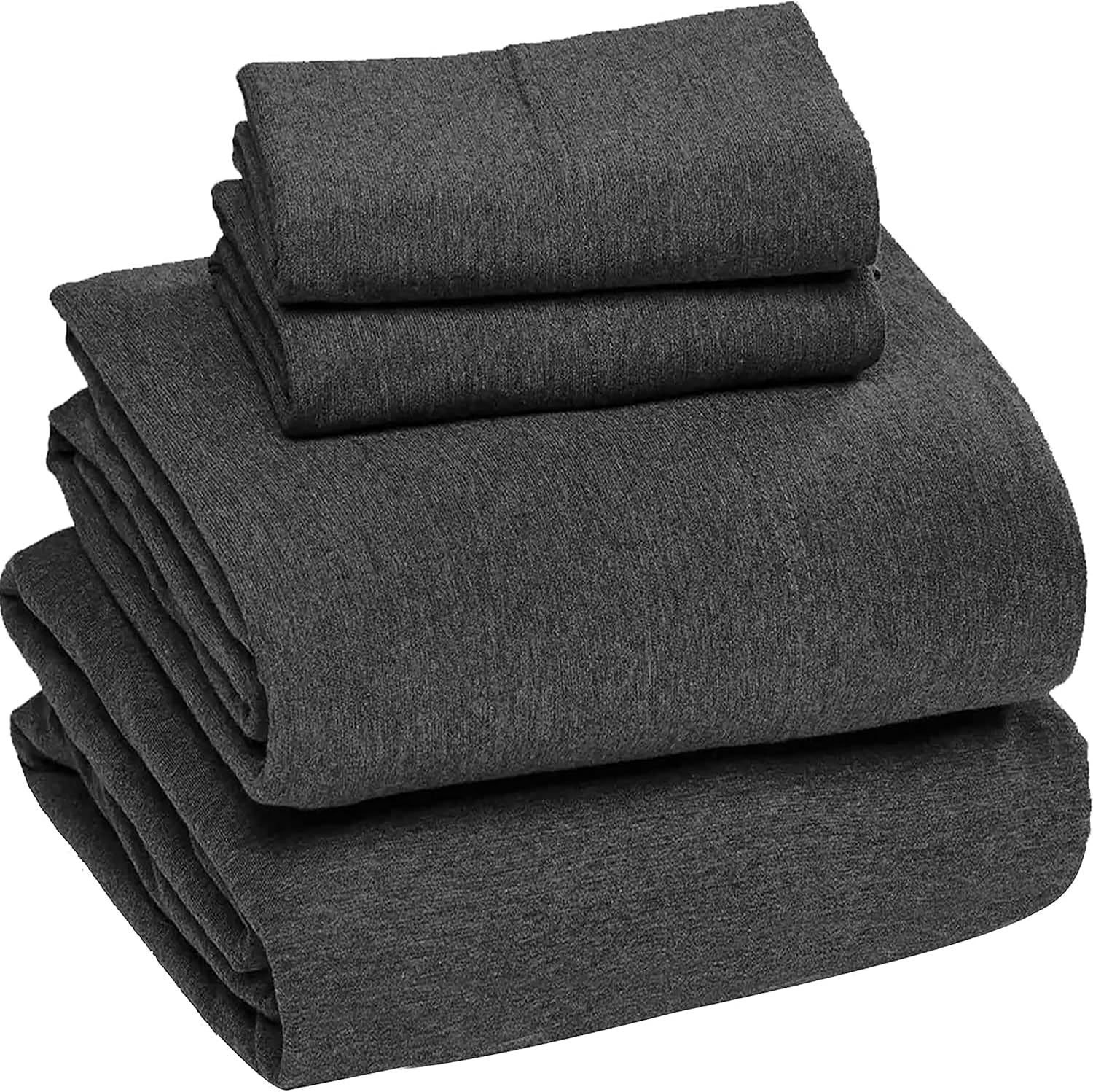 EnvioHome Juego de sábanas de jersey de mezcla de algodón, tamaño matrimonial, con sábana bajera extra profunda y 2 fundas de almohada, color carbón