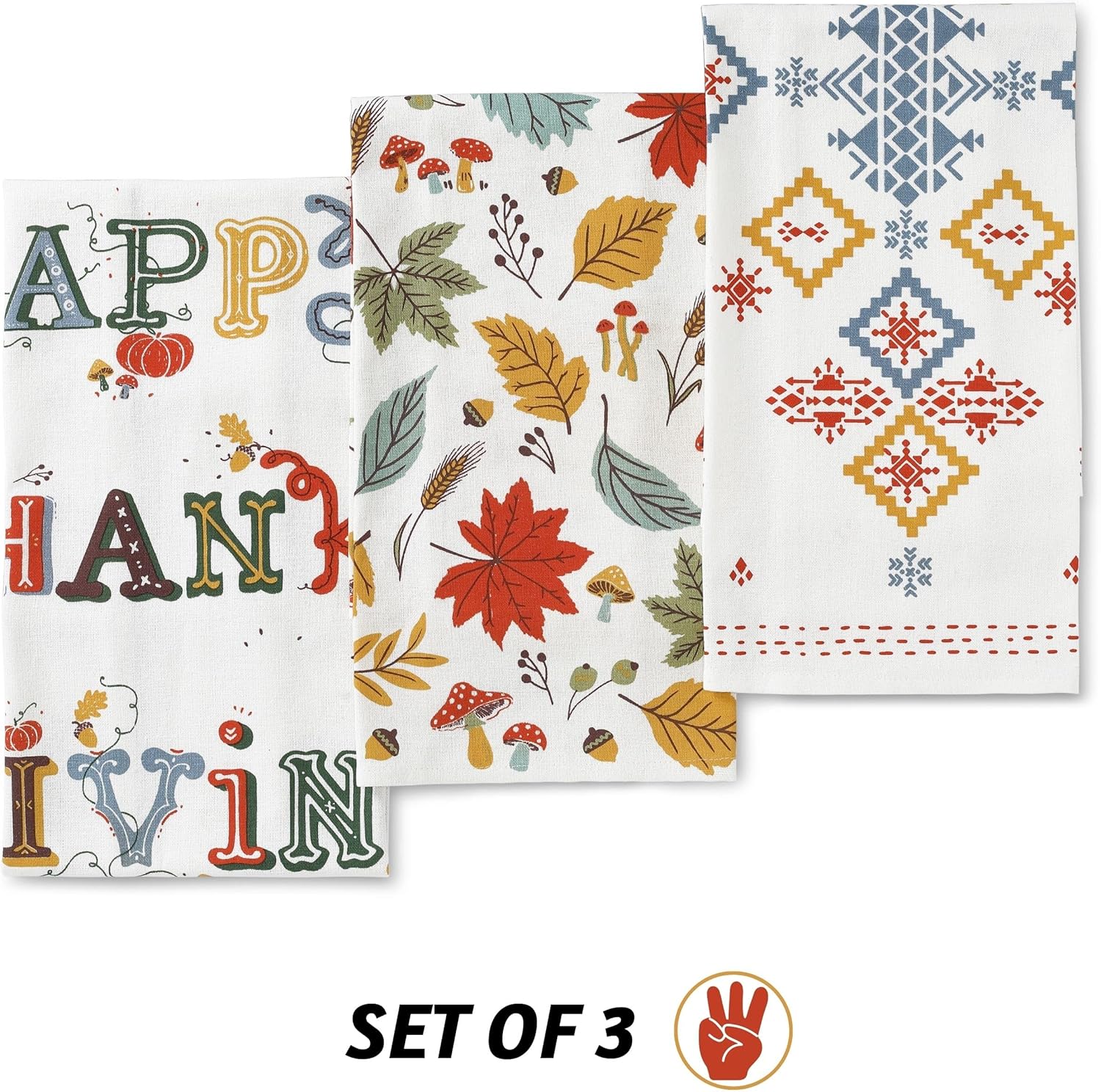 Folkulture – Juego de 3 toallas de cocina de otoño, 20 x 26 pulgadas, toallas de cocina con lazo para colgar, bonita toalla de mano de cocina para