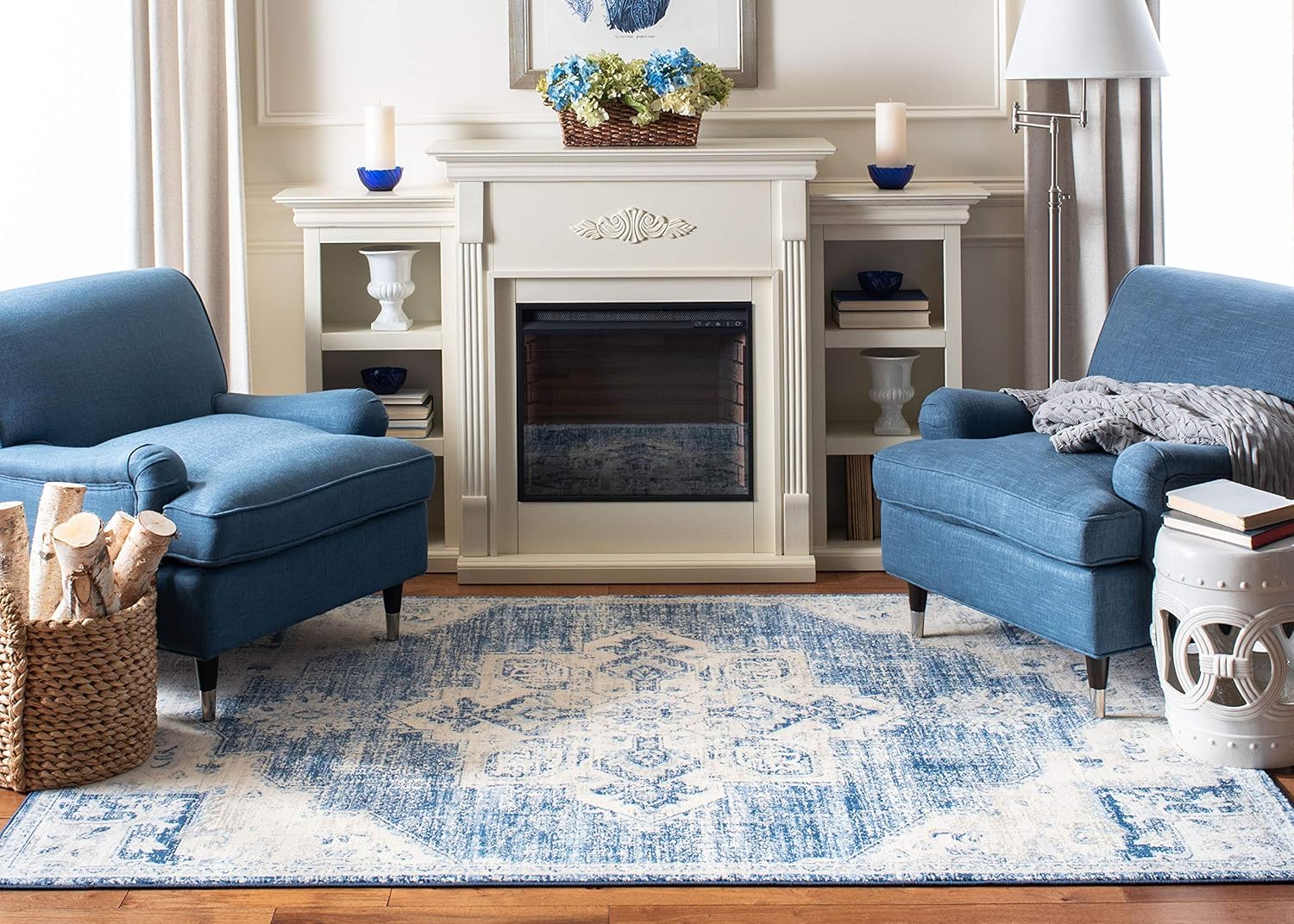SAFAVIEH Alfombra bohemia SAFAVIEH estilo medallón antiguo, colección Brentwood BNT865A, no suelta fibra, resistente a las manchas, ideal para sala
