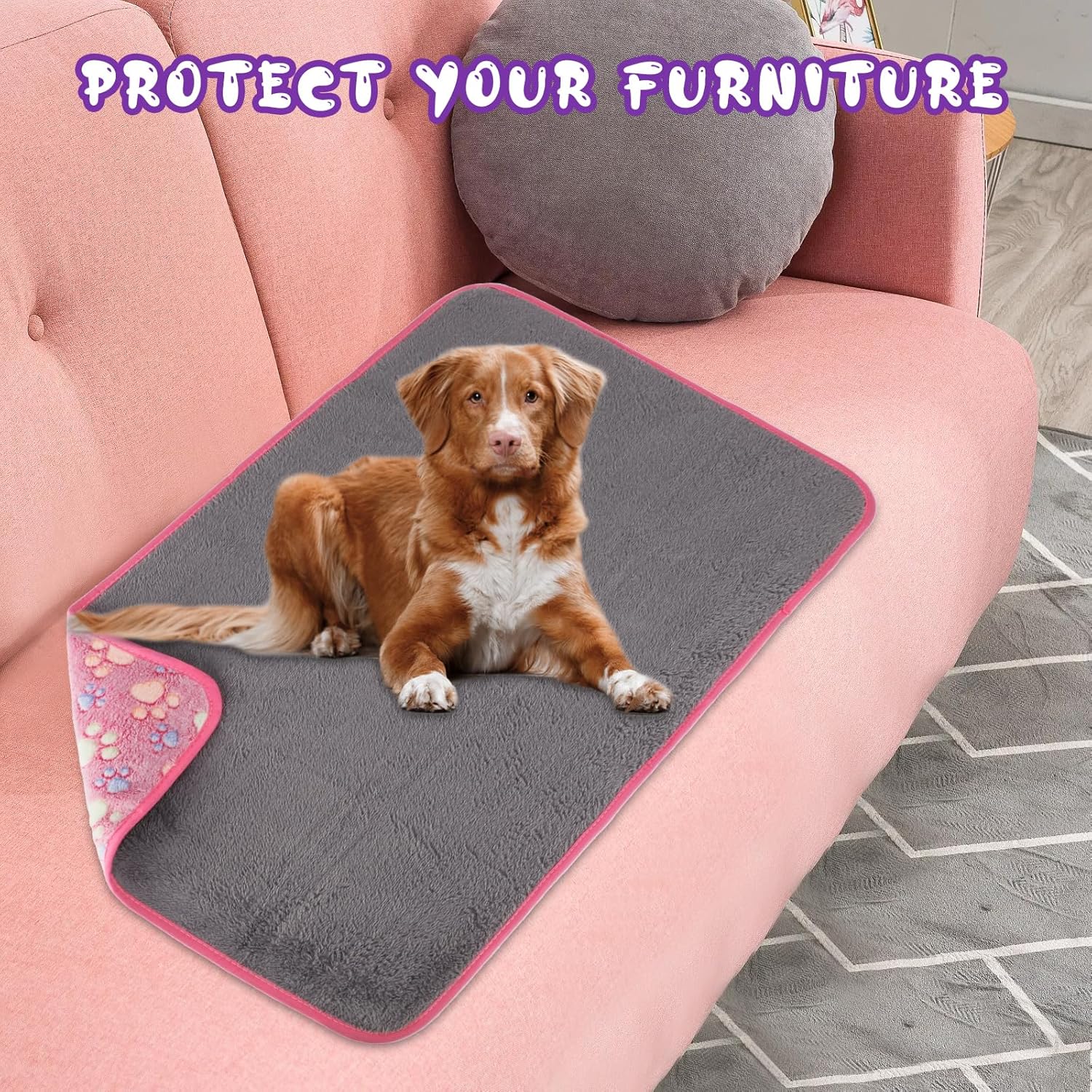 YUEPET Mantas impermeables para perros, paquete de 2 mantas lavables para perros para la cama, sofá, protector de forro polar de franela para