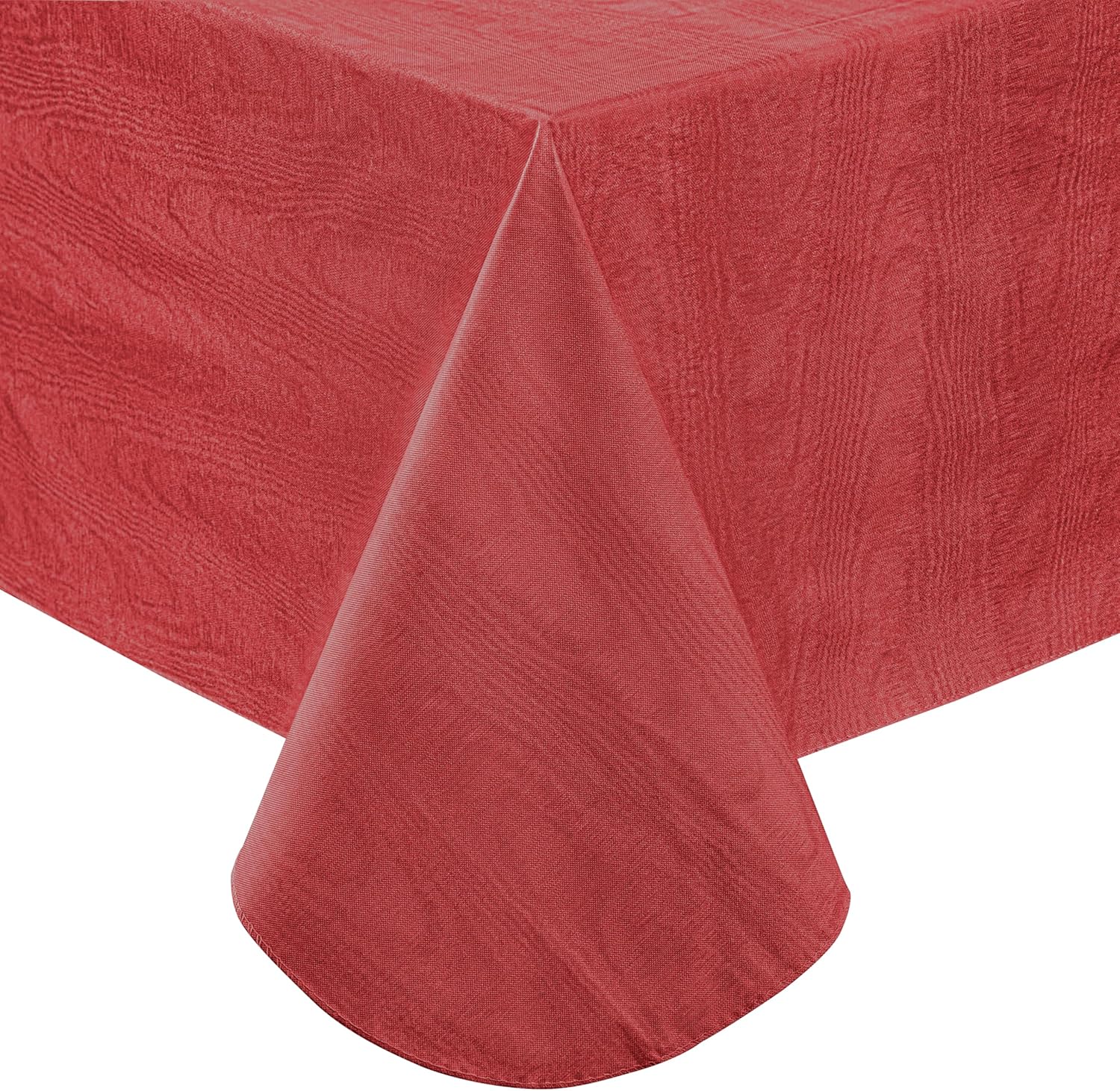 Newbridge Mantel de vinilo ondulado con reverso de franela de vinilo resistente con estampado de color liso rojo Moire, para interiores y