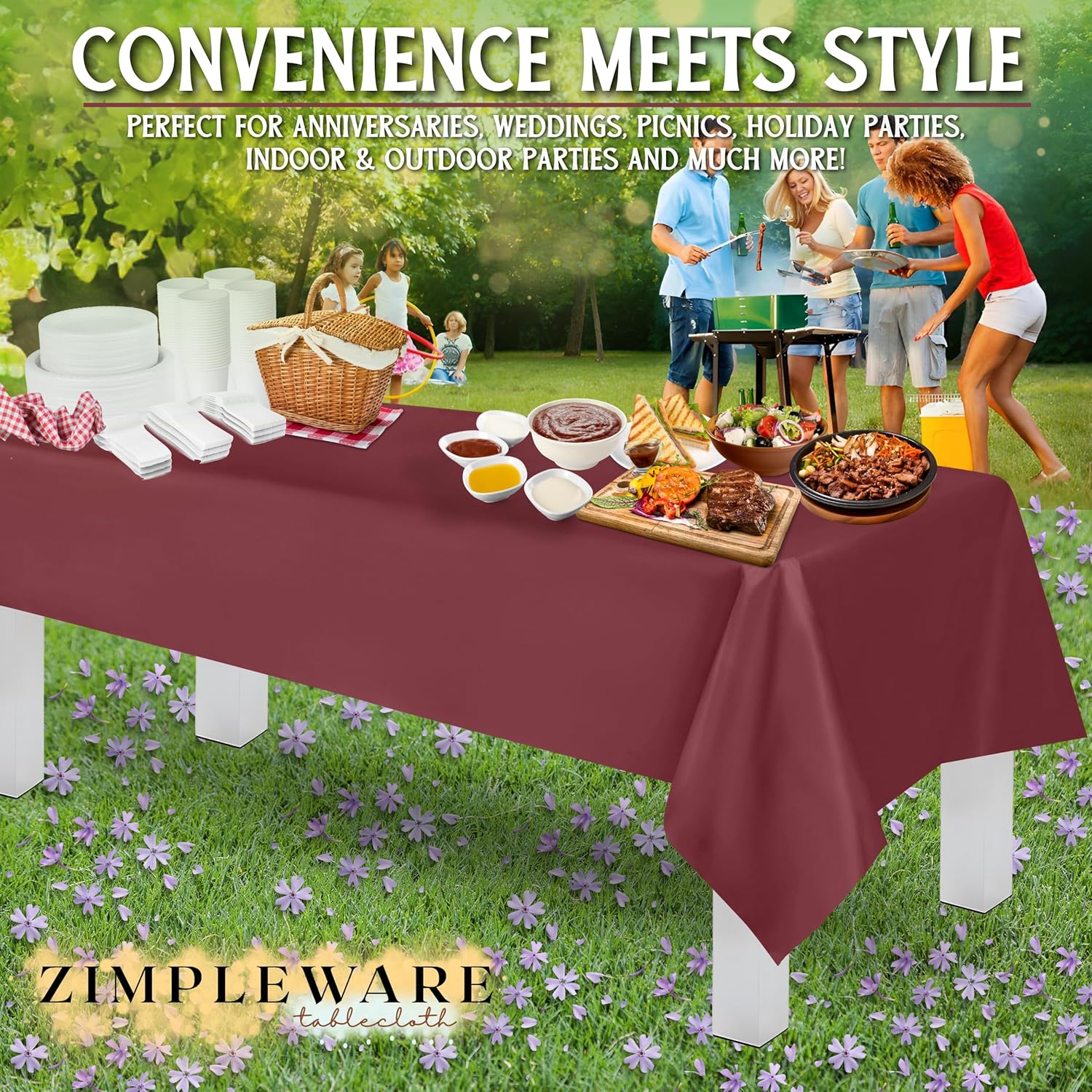 Zimpleware – Mantel redondo de plástico para fiestas de 213cm (84pulgadas) de diámetro (paquete de 1, 6 y 12 unidades)