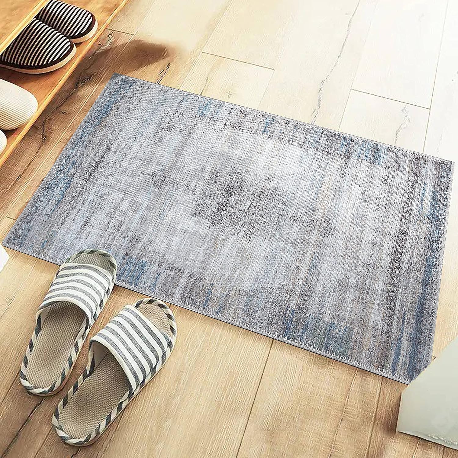 Adiva Rugs Alfombra lavable a máquina con parte trasera antideslizante para sala de estar, dormitorio, cuarto de baño, cocina, impresión vintage