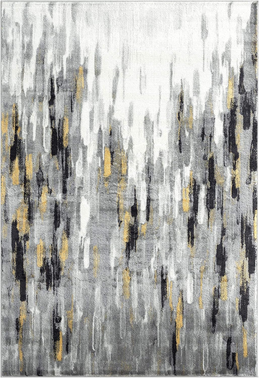 Abani Porto PRT140C – Alfombra abstracta contemporánea, gris y amarillo, 7 pies 9 pulgadas x 10 pies 2 pulgadas