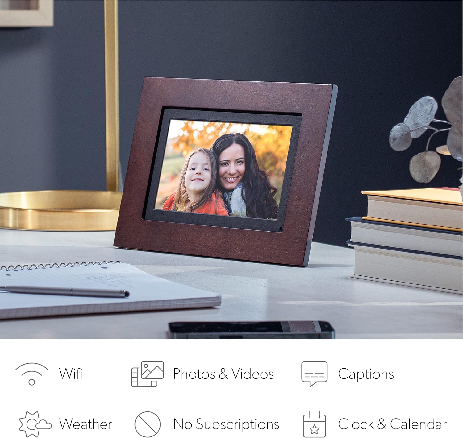 Simply Smart Home Photoshare – Marco de fotos digital WiFi de 8 pulgadas, envía fotos desde el teléfono a los marcos, 8 GB, capacidad para más de