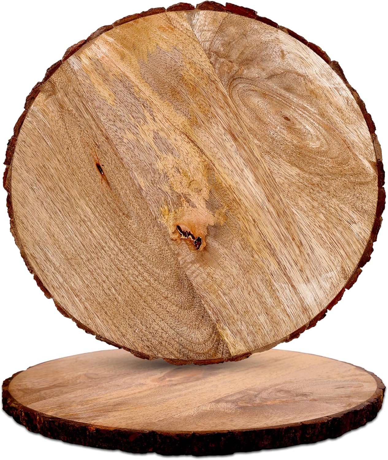 CLEENTABLE Platos de servicio de madera  Plato de bufé redondo de 12 pulgadas para Acción de Gracias, plato de carga para mesa de comedor para