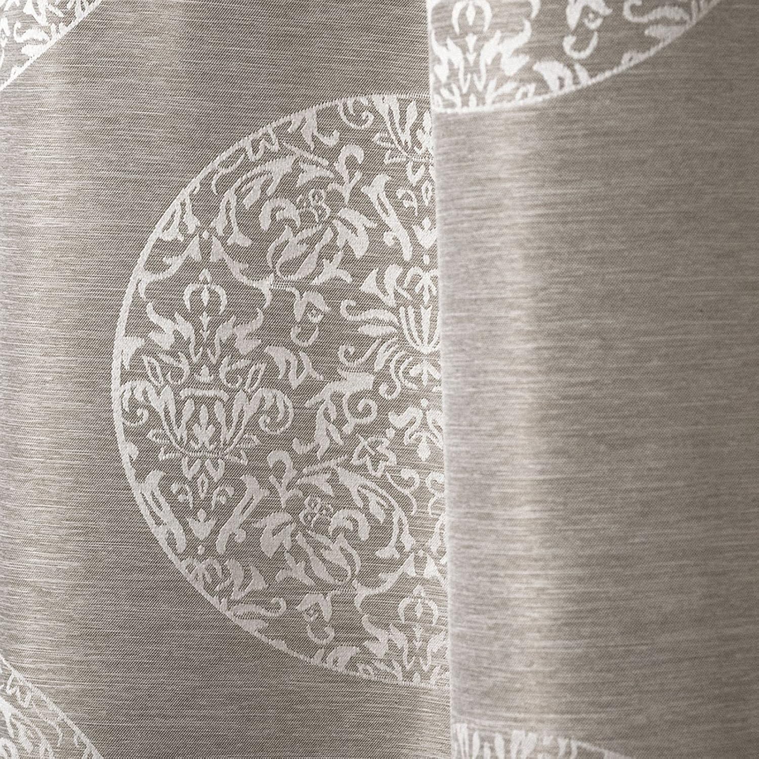 Exclusive Home Curtains – Exclusive Home Akola Medallion Jacquard de lino – Par de paneles de cortinas con arandelas para ventanas.