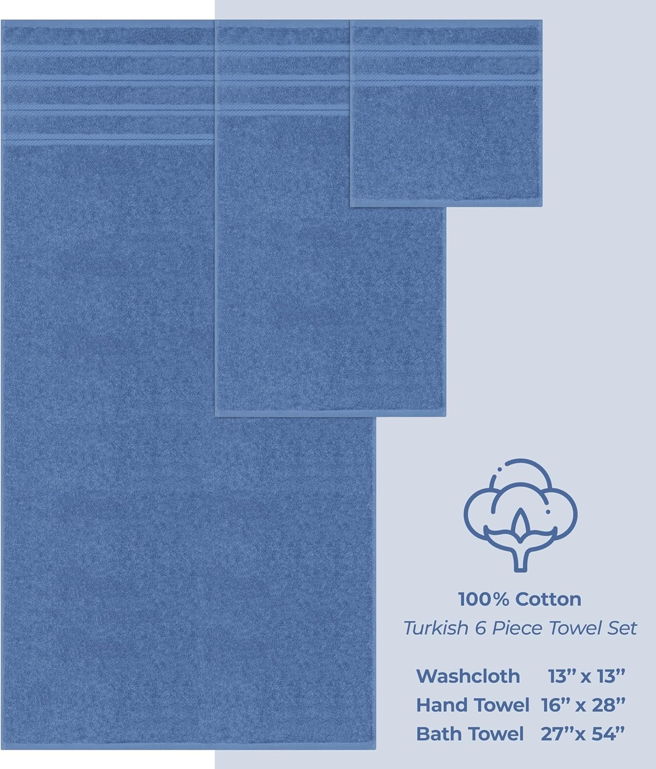 American Soft Linen – Juego de toallas de lujo que incluye 2 toallas de baño, 2 toallas de manos y 2 toallitas, 100% de algodón turco, 6 unidades,