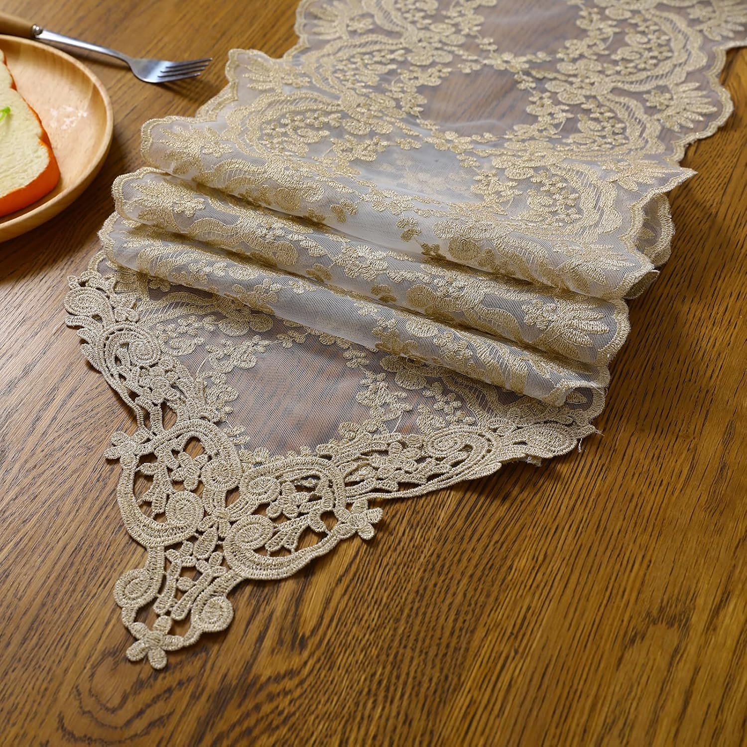 Camino de mesa de encaje, camino de encaje vintage bordado, camino de encaje para mesas, dormitorio, tocador, bufandas para mesa de café, cocina,