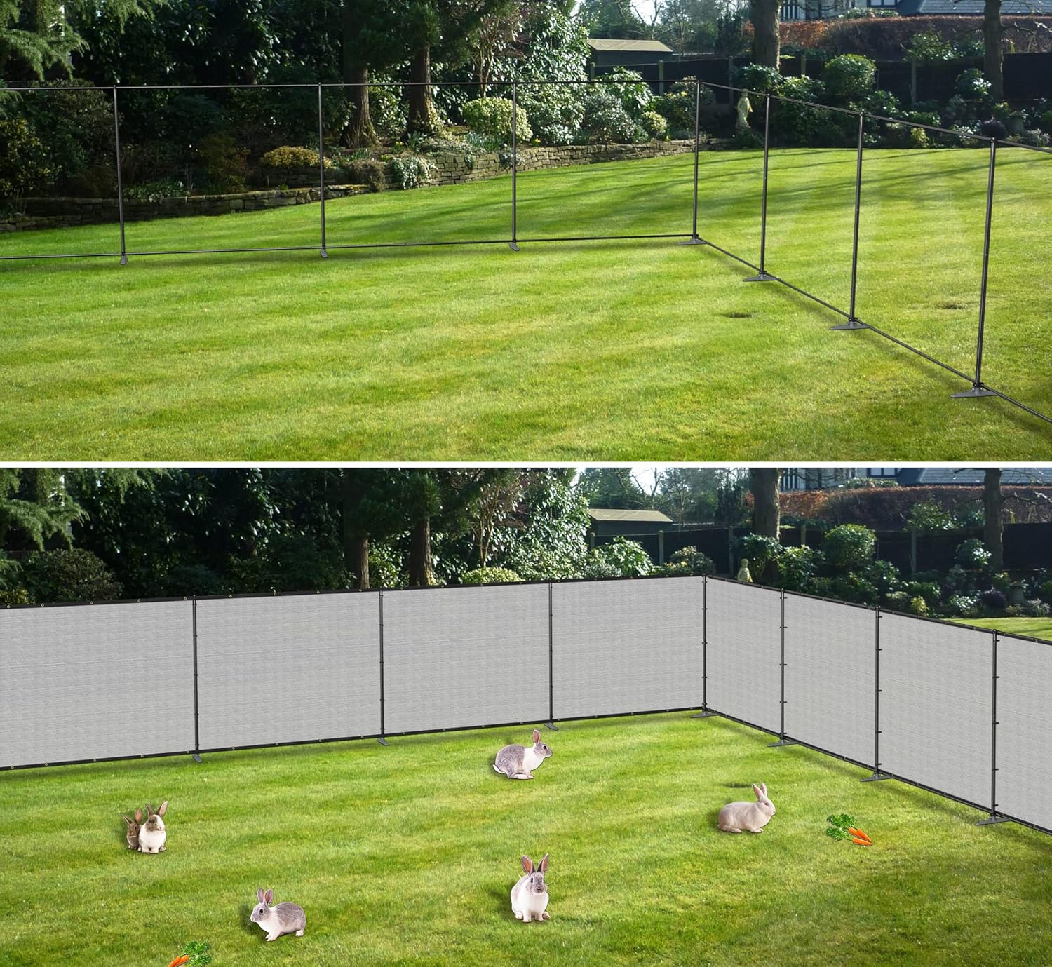 Valla de privacidad al aire libre con postes de hierro, picos de tierra para perros, valla de privacidad de jardín de metal, valla de privacidad