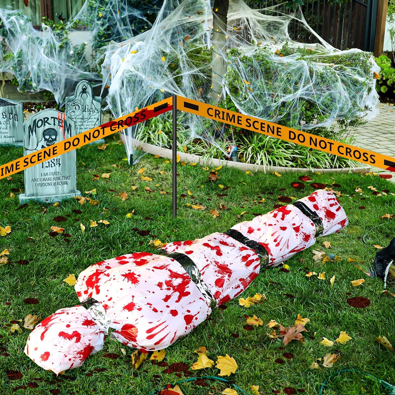 Liliful Decoraciones de Halloween inflables para exteriores, accesorios para víctimas de cadáveres muertos, espeluznante, decoración de patio, bolsa