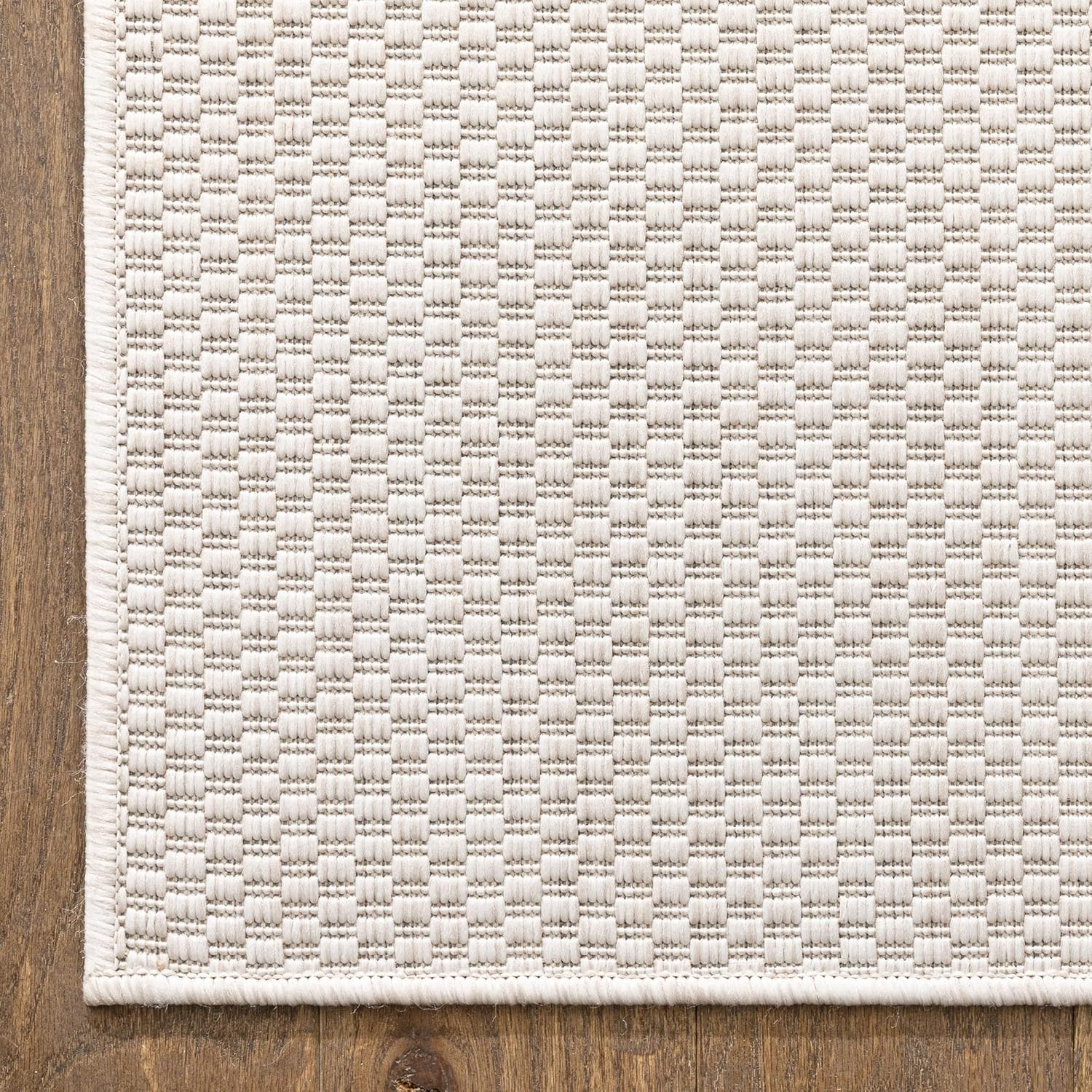 Well Woven Leifen – Alfombra de tejido plano para interiores y exteriores, color marfil (5 pies 3 pulgadas x 7 pies 3 pulgadas)