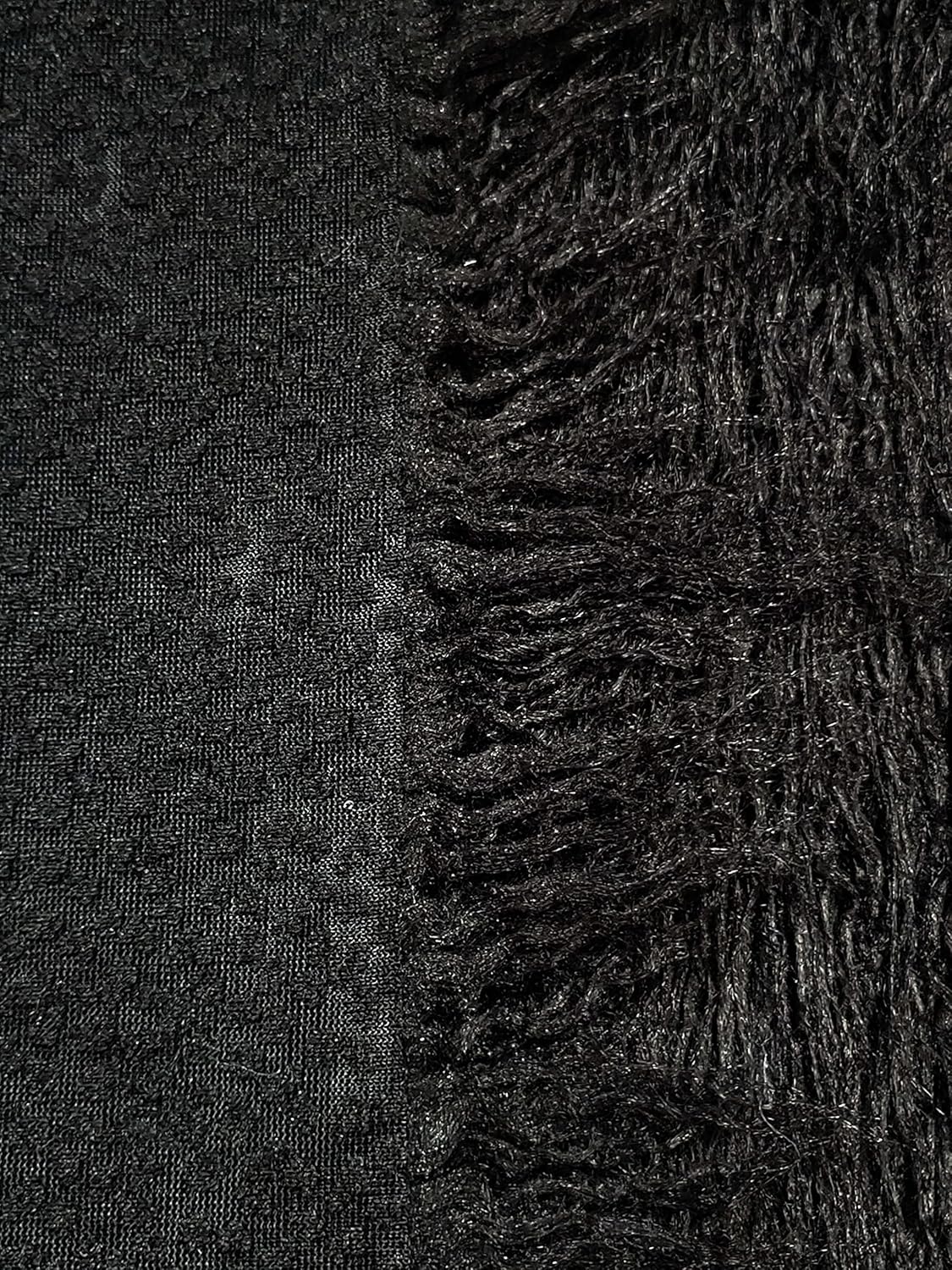 Imitación Animal Falsa Tela De Piel Sólida Pila Larga Rizado Alpaca Negro60 “AnchoS…