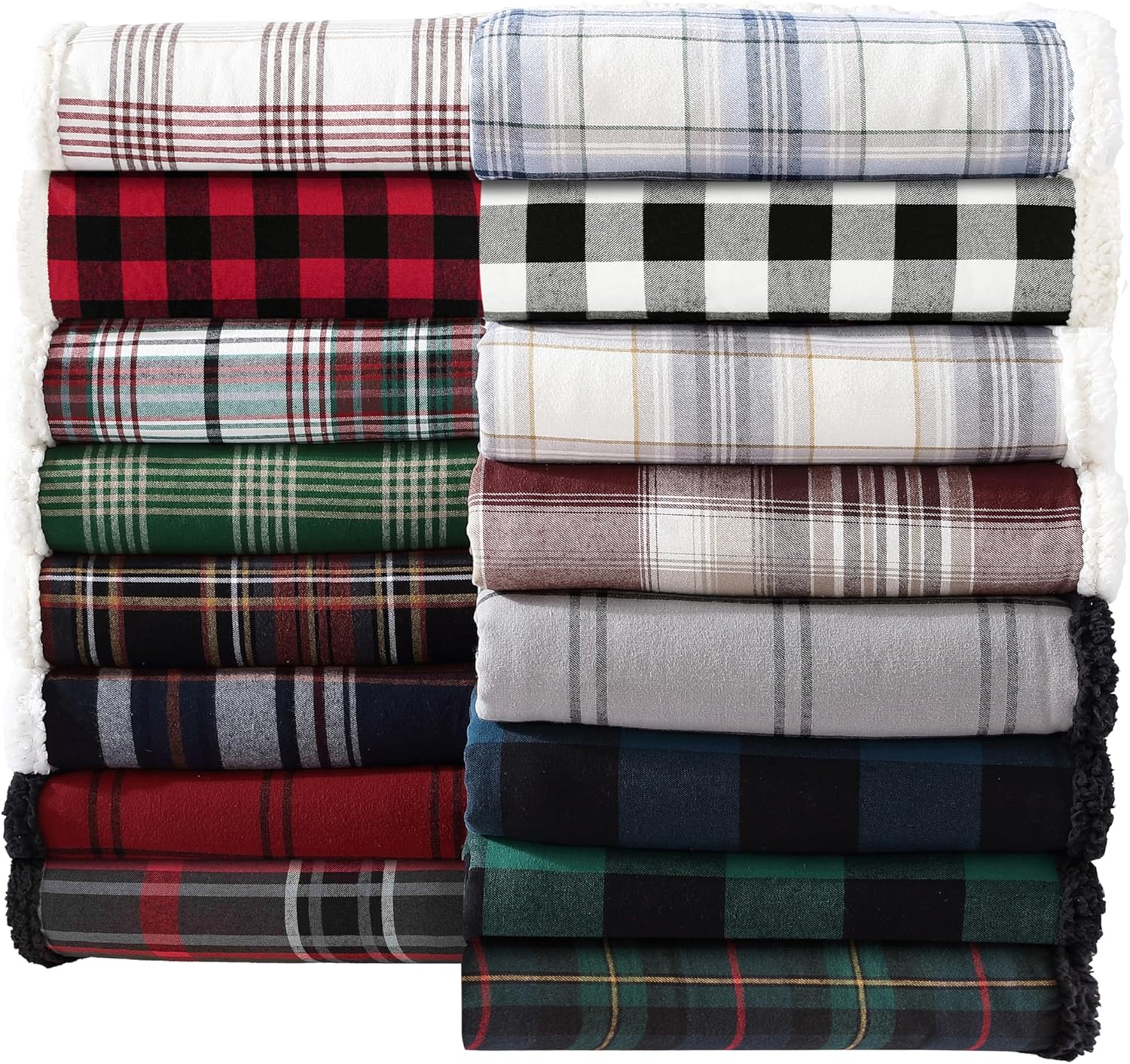 Eddie Bauer – Manta decorativa de franela de algodón para hogar, ropa de cama reversible de sherpa para todas las estaciones, rojo (Twin Lakes Red)