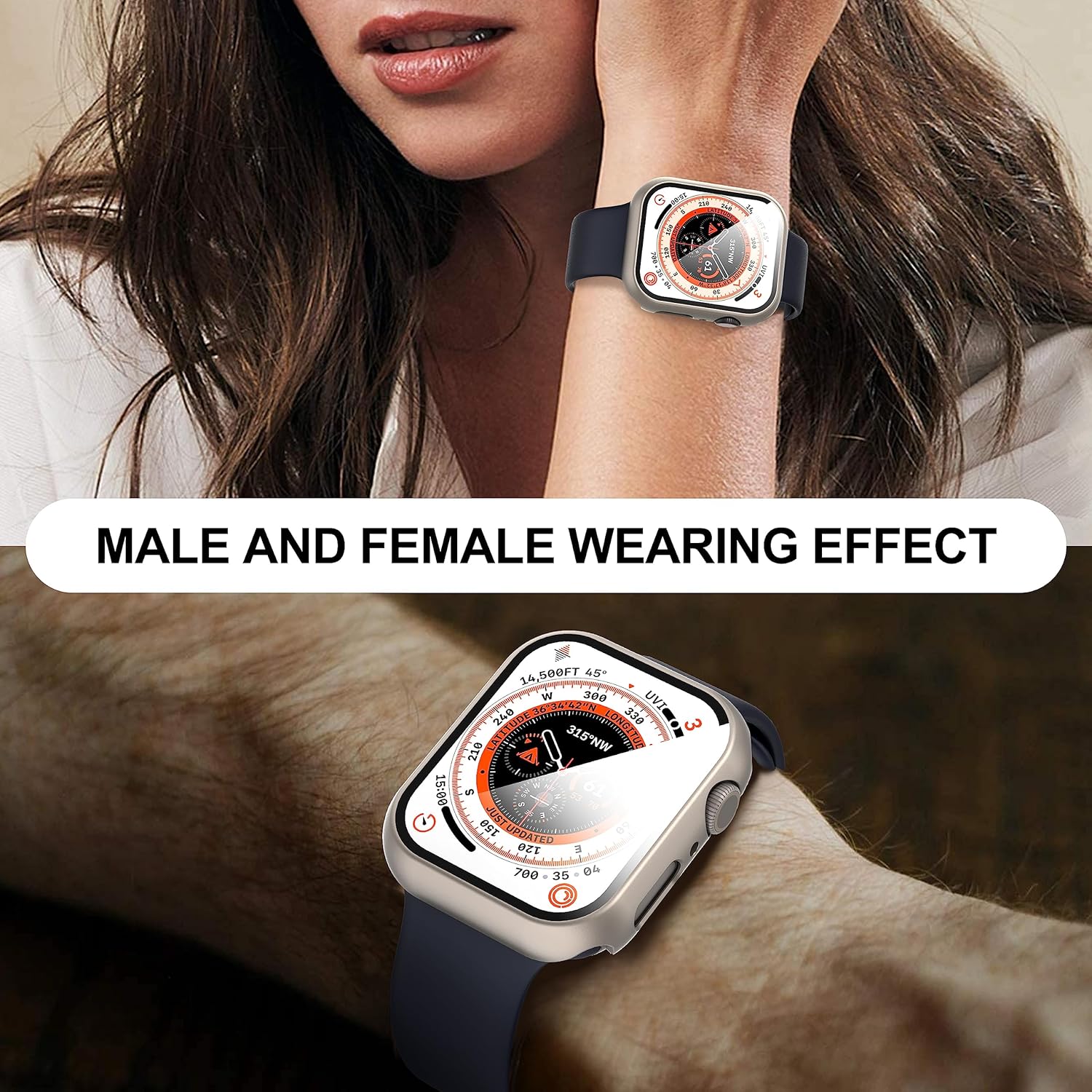 Suoman – Paquete de 2 fundas protectoras de pantalla de vidrio templado para Apple Watch Series 87654Series SE SE 2 de 1.575 pulgadas, funda