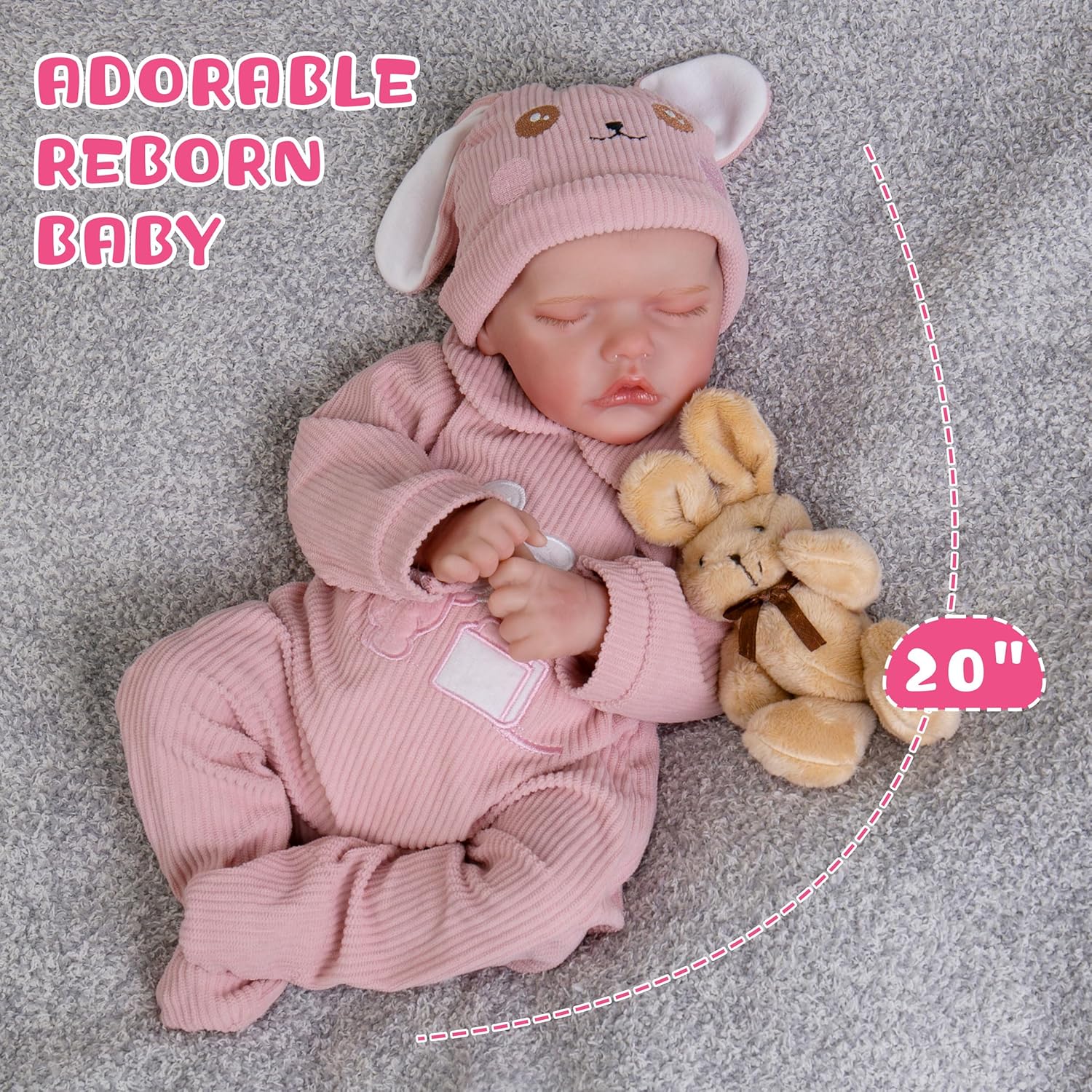 Milidool Muñecas de bebé recién nacidas realistas de 20 pulgadas que se ven reales de silicona recién nacidas, muñecas de bebé de cuerpo completo de