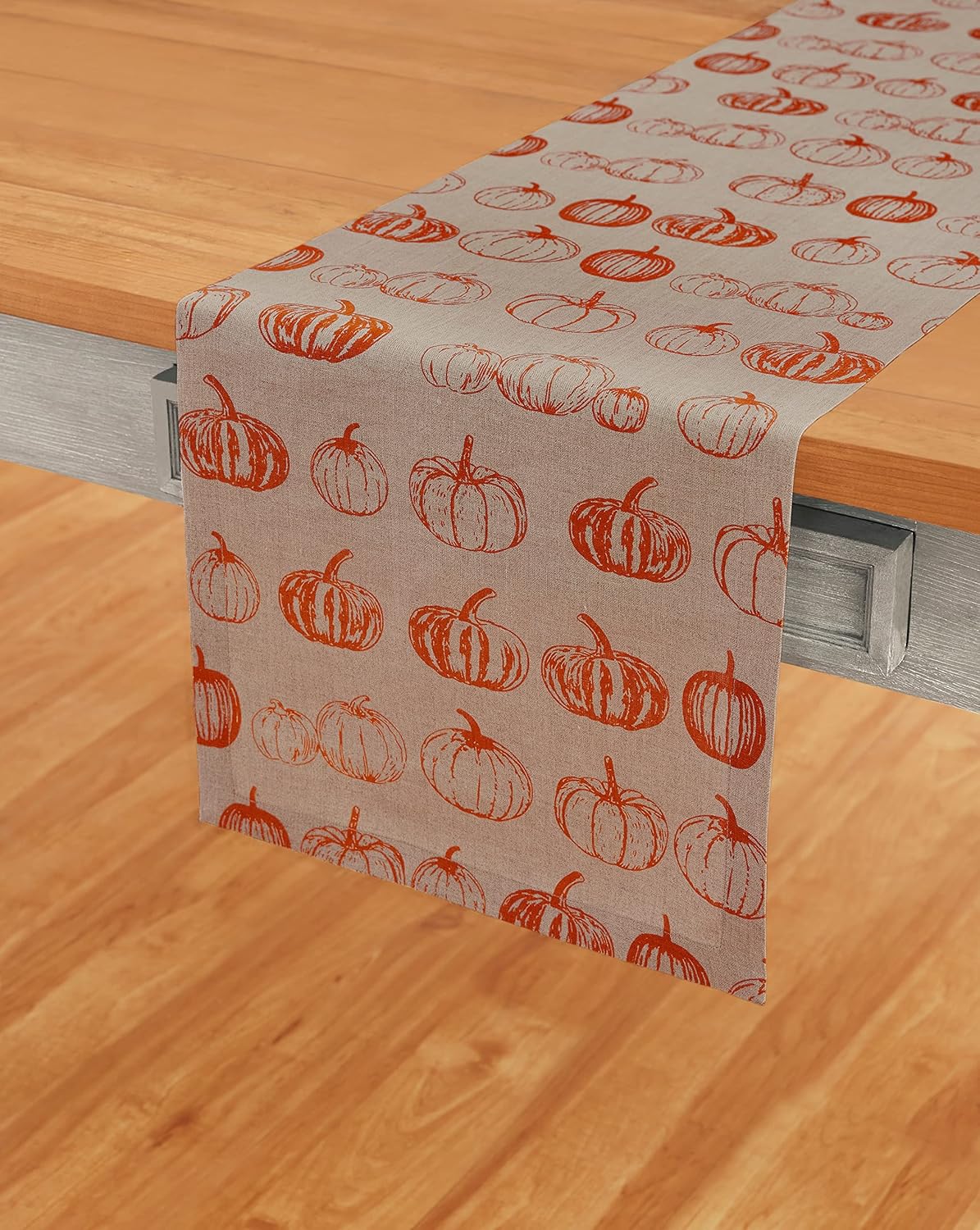 Solino Home Camino de mesa de lino con parche de calabaza, camino de mesa de otoño, Halloween, calabaza, 14 x 36 pulgadas, camino de mesa de lino