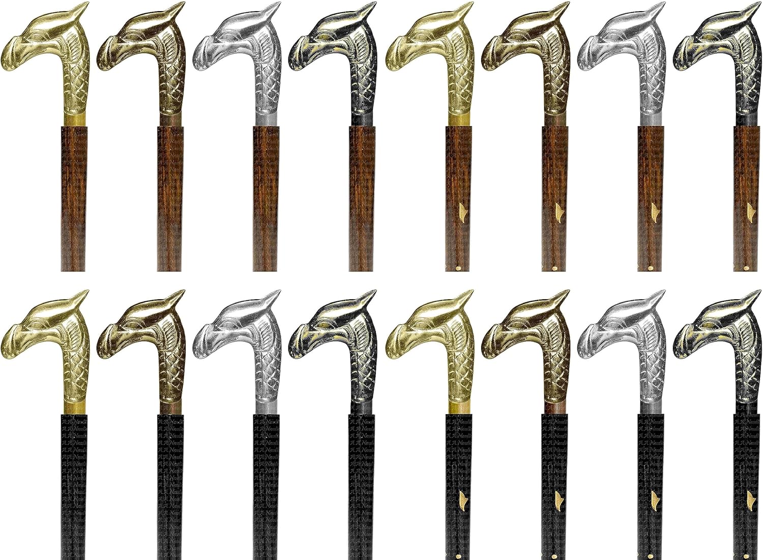 A.A.Nauticals – Bastón de madera para hombres y mujeres, cabeza de dragón, vintage, hecho a mano, personalizado y plegable (12 bastones, diseño,