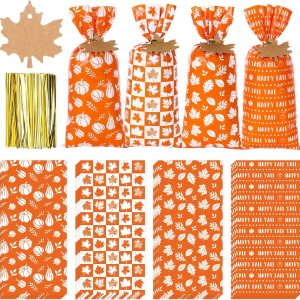 Whaline 160 bolsas de celofán de otoño con lazo dorado, etiquetas de hoja de arce, hojas de otoño naranjas, bolsas de fiesta de celofán de calabaza, Whaline 160 bolsas de celofán de otoño con lazo dorado, etiquetas de hoja de arce, hojas de otoño naranjas, bolsas de fiesta de celofán de calabaza,