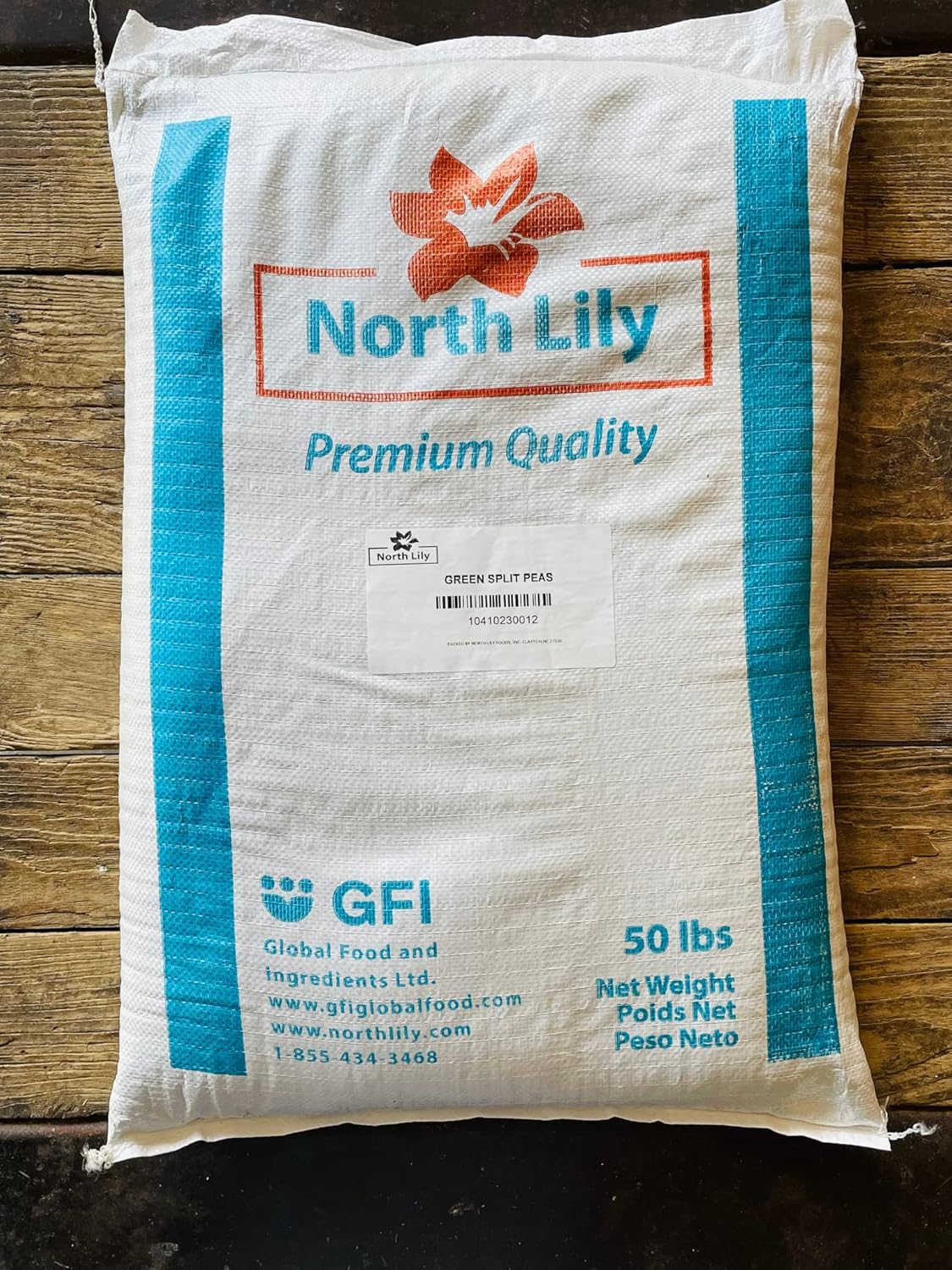 North Lily Green Split Peas, sin OMG, Kosher, 50 libras