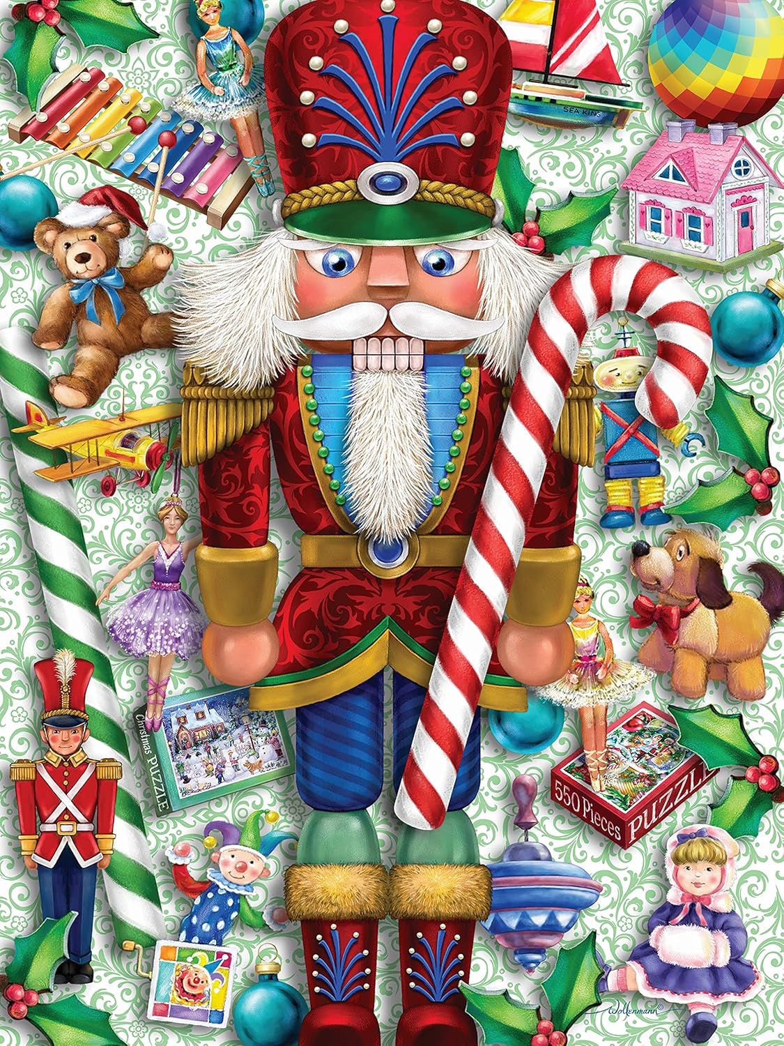 Bits and Pieces – Rompecabezas de 500 piezas para adultos – Cascanueces y juguetes – Rompecabezas de Navidad de piezas grandes del artista Randy