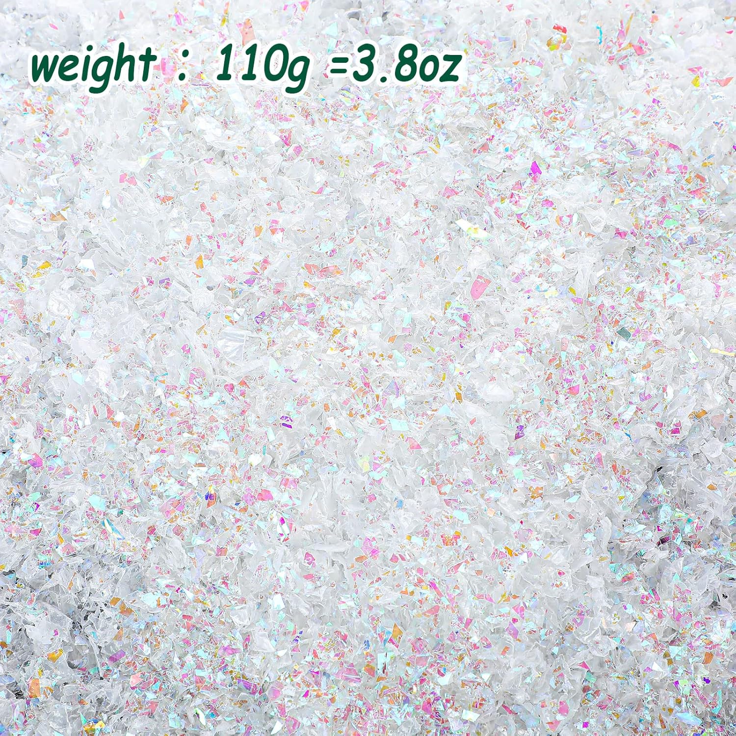 Hungdao Relleno de polvo de nieve artificial de invierno, copos de nieve falsos, decoración de nieve para manualidades, nieve brillante para