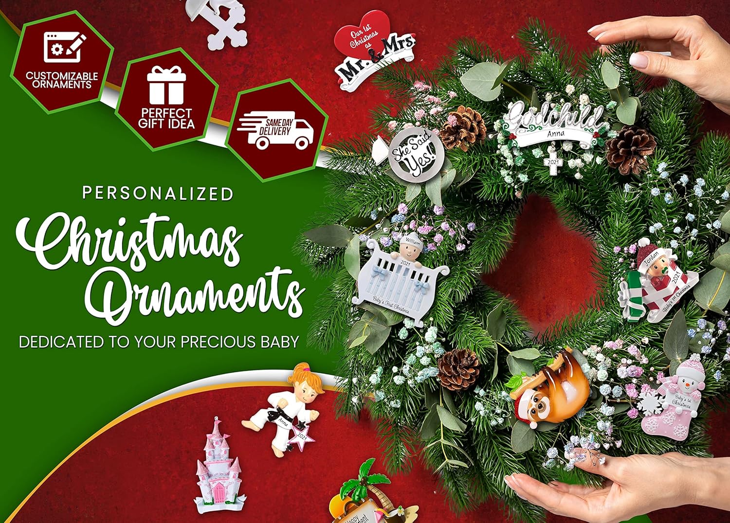 Adorno personalizado para árbol de Navidad de dinosaurio T-Rex 2023 escrito a mano, decoración personalizada para niños y niñas, Ornament Station –