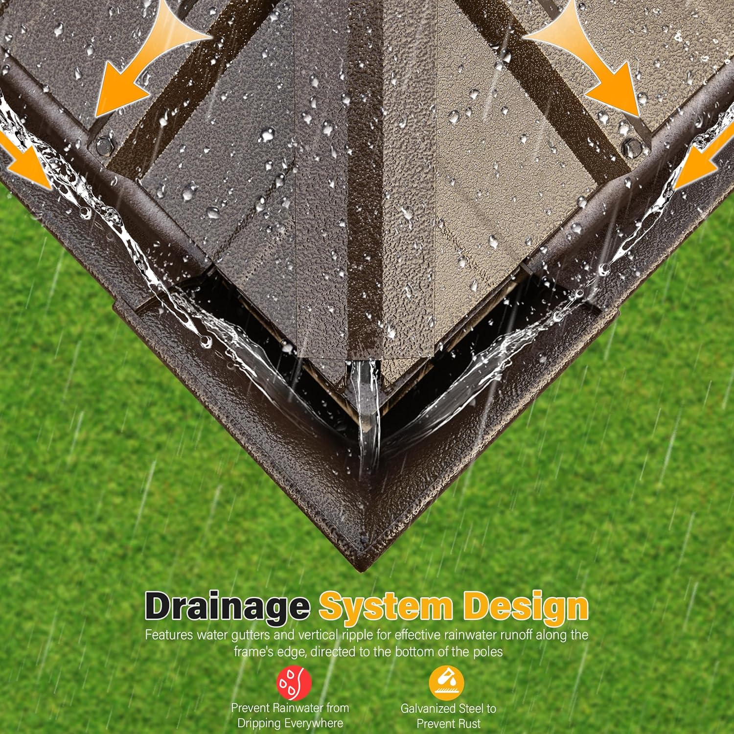 Gazebo de techo rígido de 12 x 16 pies con doble techo de acero, marco de aluminio con revestimiento antioxidante, pabellón impermeable permanente