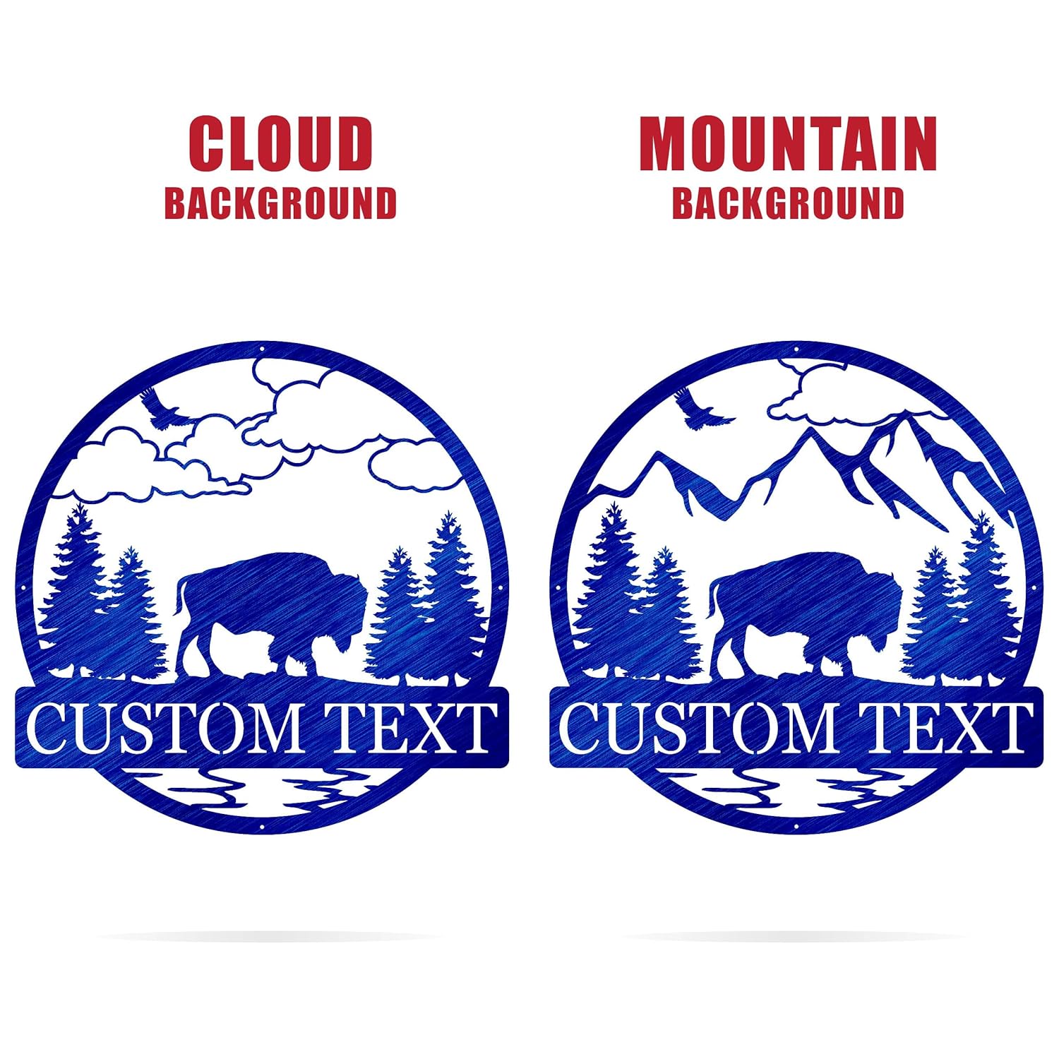 Custom Outdoor Bison Circle Monogram Sign  Lone Bison Decor  Bison Camp Sign  Buffalo Decor  Bison Name Metal Sign  Gift for Him