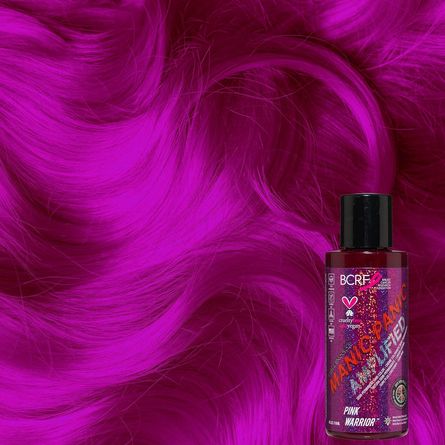MANIC PANIC Paquete amplificado de tinte para el cabello Pink Warrior con champú aclarador Pink Warrior Classic y prepara para teñir