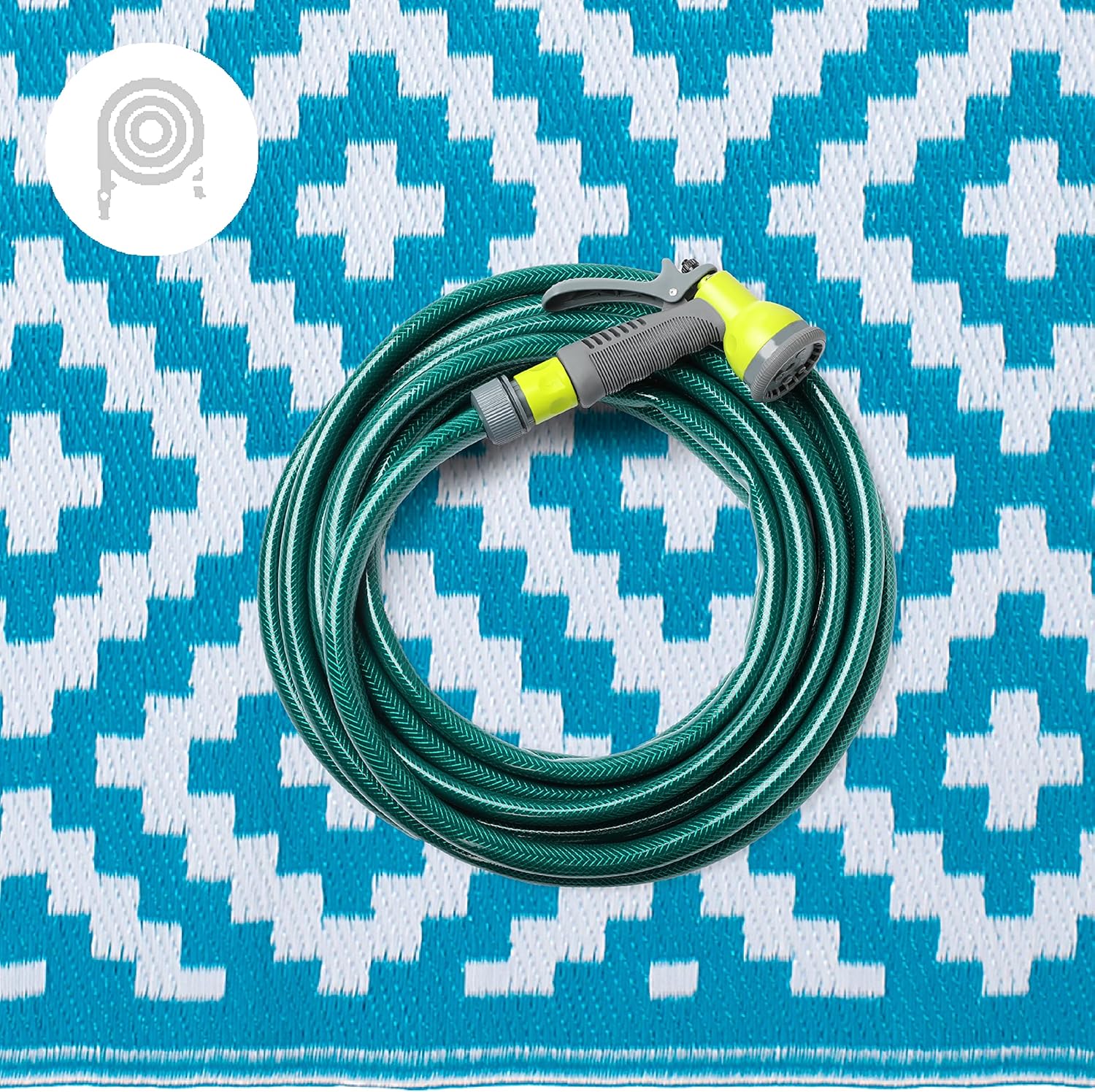 FH Home – Alfombra para exteriores, impermeable, resistente a la decoloración, reversible, plástico reciclado de alta calidad, acabado geométrico
