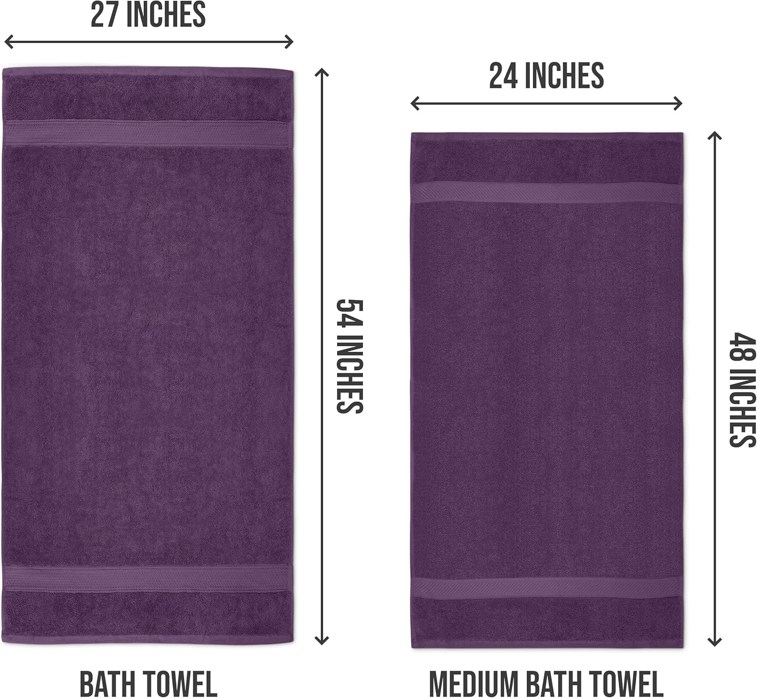 Utopia Towels Juego de 6 toallas de baño medianas, 100% algodón hilado en anillo (24 x 48 pulgadas), toallas de secado rápido medianas, ligeras y