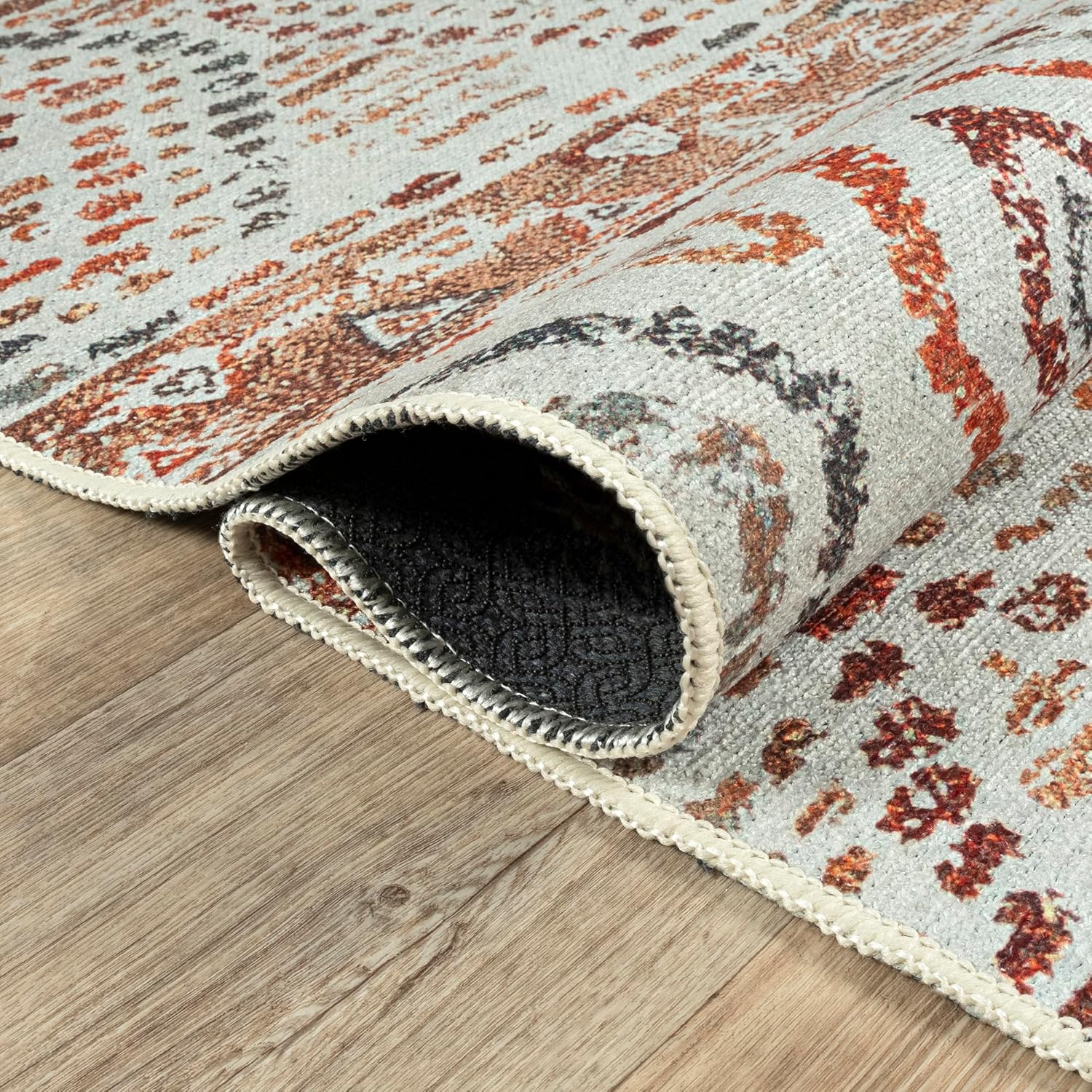Adiva Rugs Alfombra de área lavable a máquina de 2 x 3 pies con parte trasera antideslizante para sala de estar, dormitorio, baño, cocina, alfombra