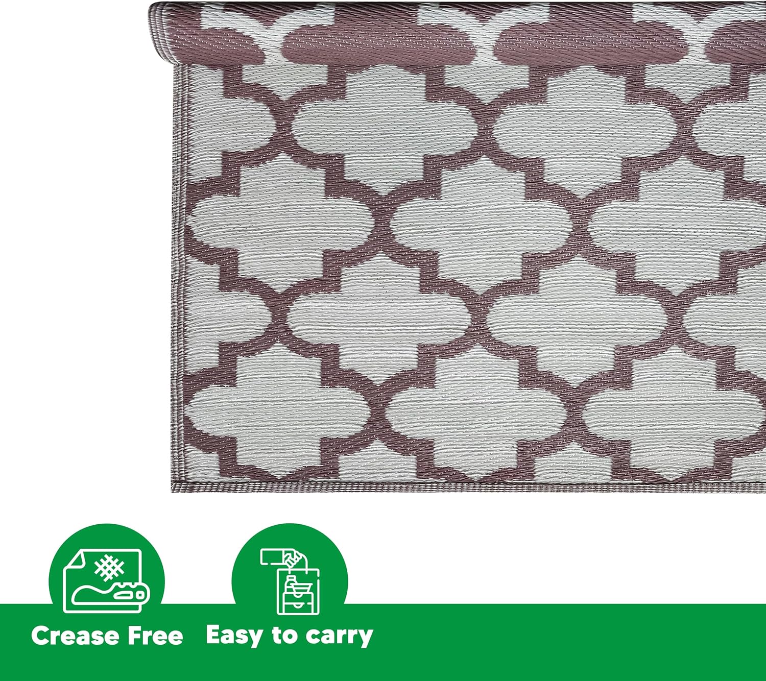 TAKSHA Alfombra escandinava de plástico reversible para interiores y exteriores, 5 x 7 pies, fácil limpieza, para patio, playa, porche, camping,