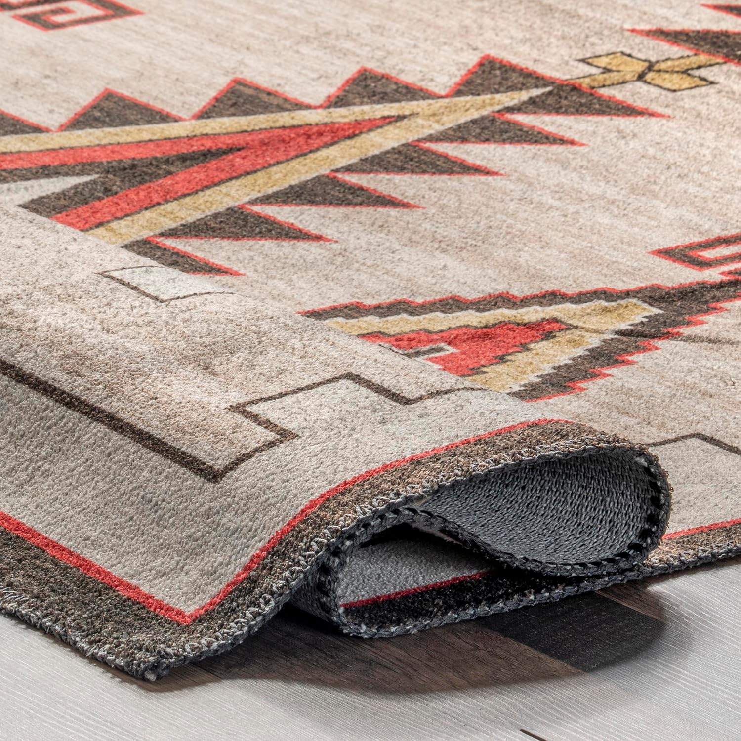 nuLOOM Elora Southwestern – Alfombra lavable a máquina, 5×8, marfil