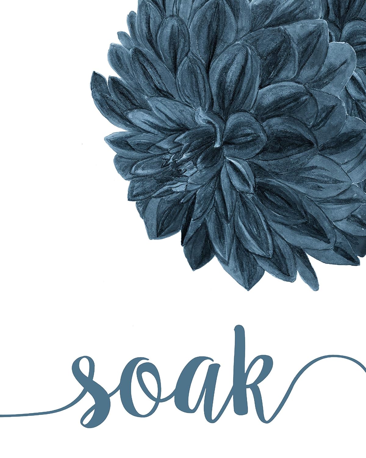 Simplitic Relax Soak Unwind Breathe Blue Blend Floral Prints, 4 (8×10) Unframed Photos, Wall Art Decor Gifts for Home Office Salon Lounge Bathroom