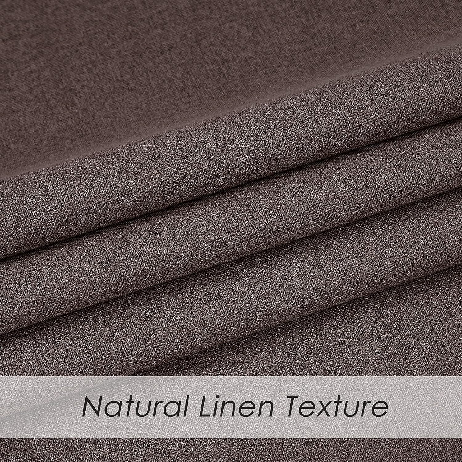 Melodieux Cortinas 100% opacas para dormitorio, aislamiento térmico, reducción de ruido, cortinas de ventana de lino con ojales para sala de estar y