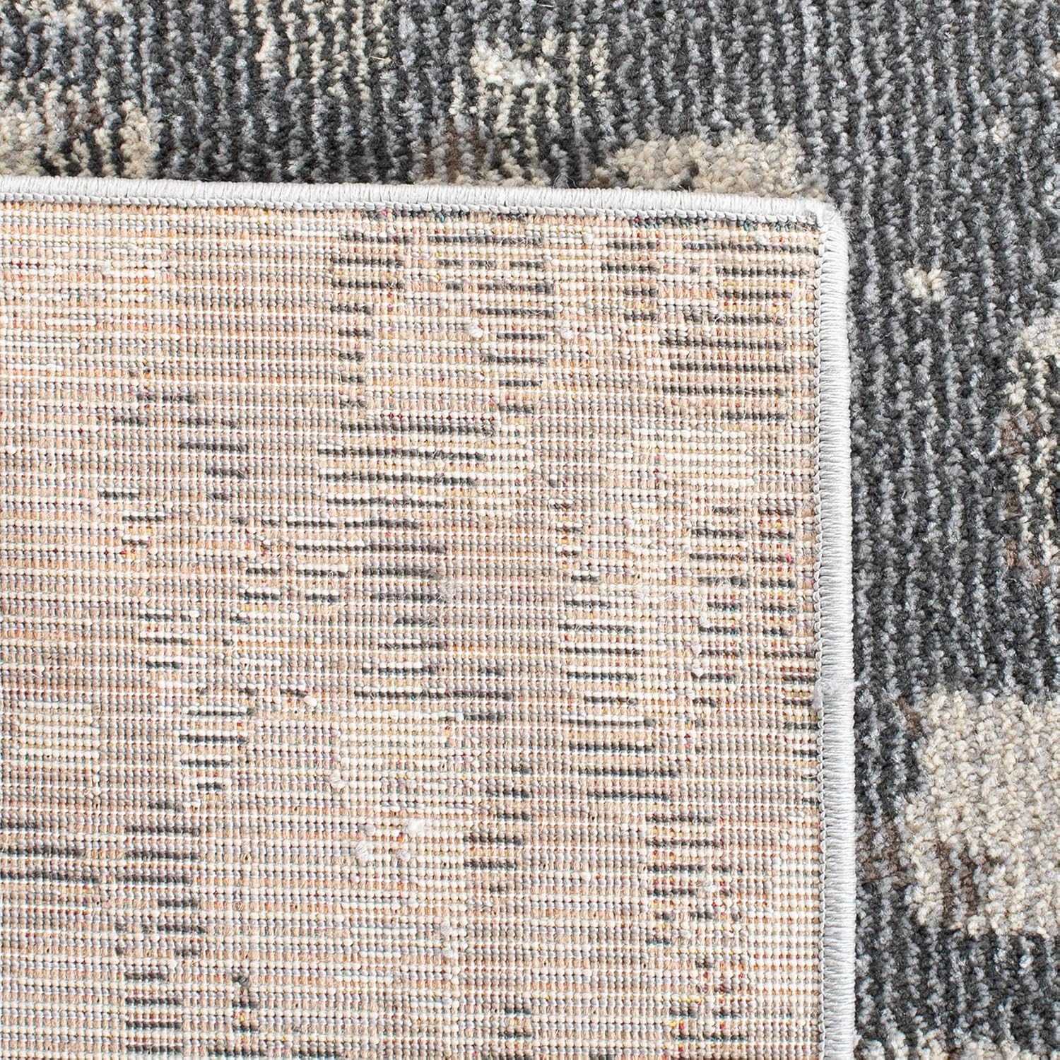 Safavieh MAD425G Madison Collection Alfombra de área de 10′ x 14′, gris y beige, diseño abstracto bohemio, no desprende pelusa, para áreas de alto