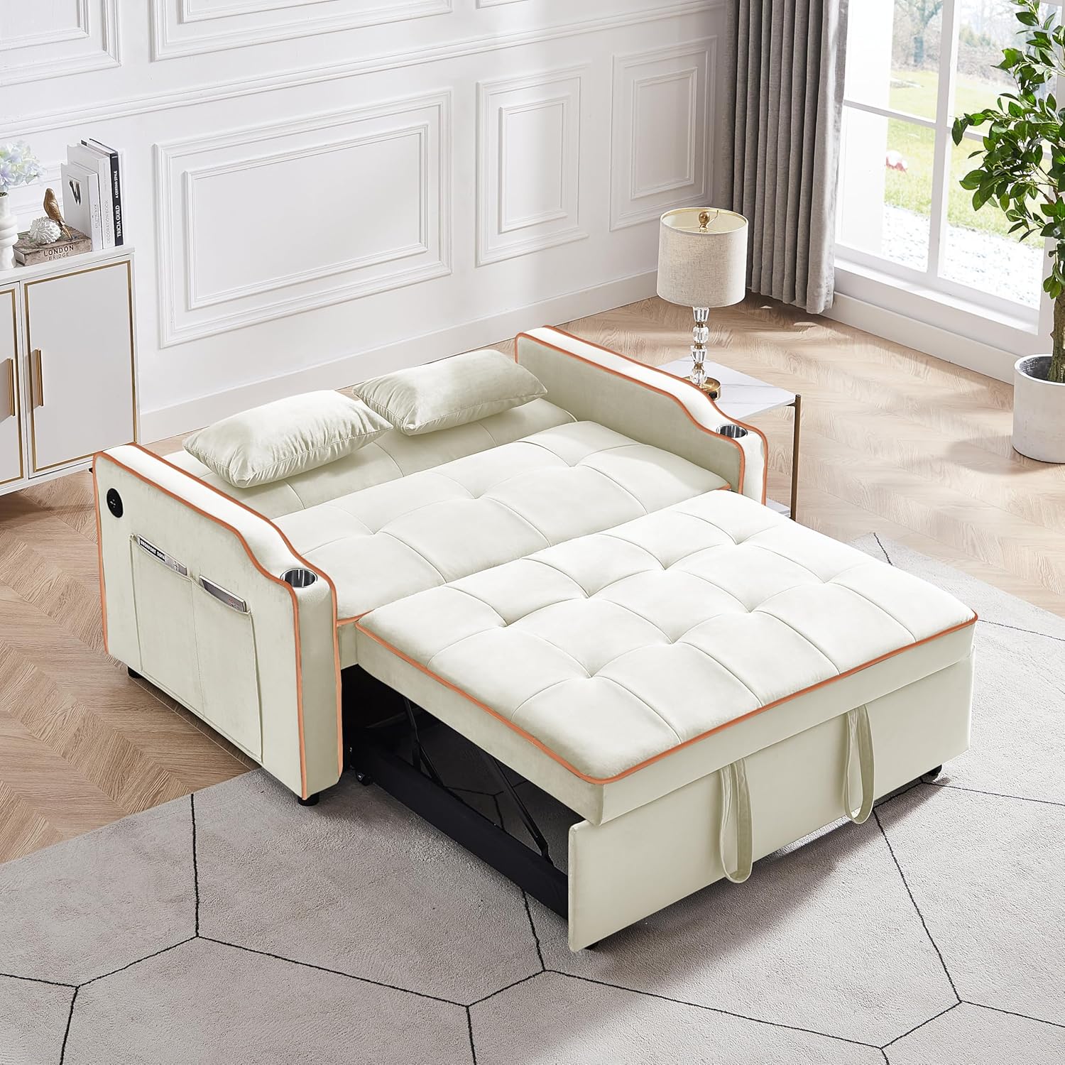 Futón 3 en 1 con sofá cama extraíble, sofá biplaza con respaldo reclinable, sofá convertible para dormir para el hogar, casa rodante, apartamento,