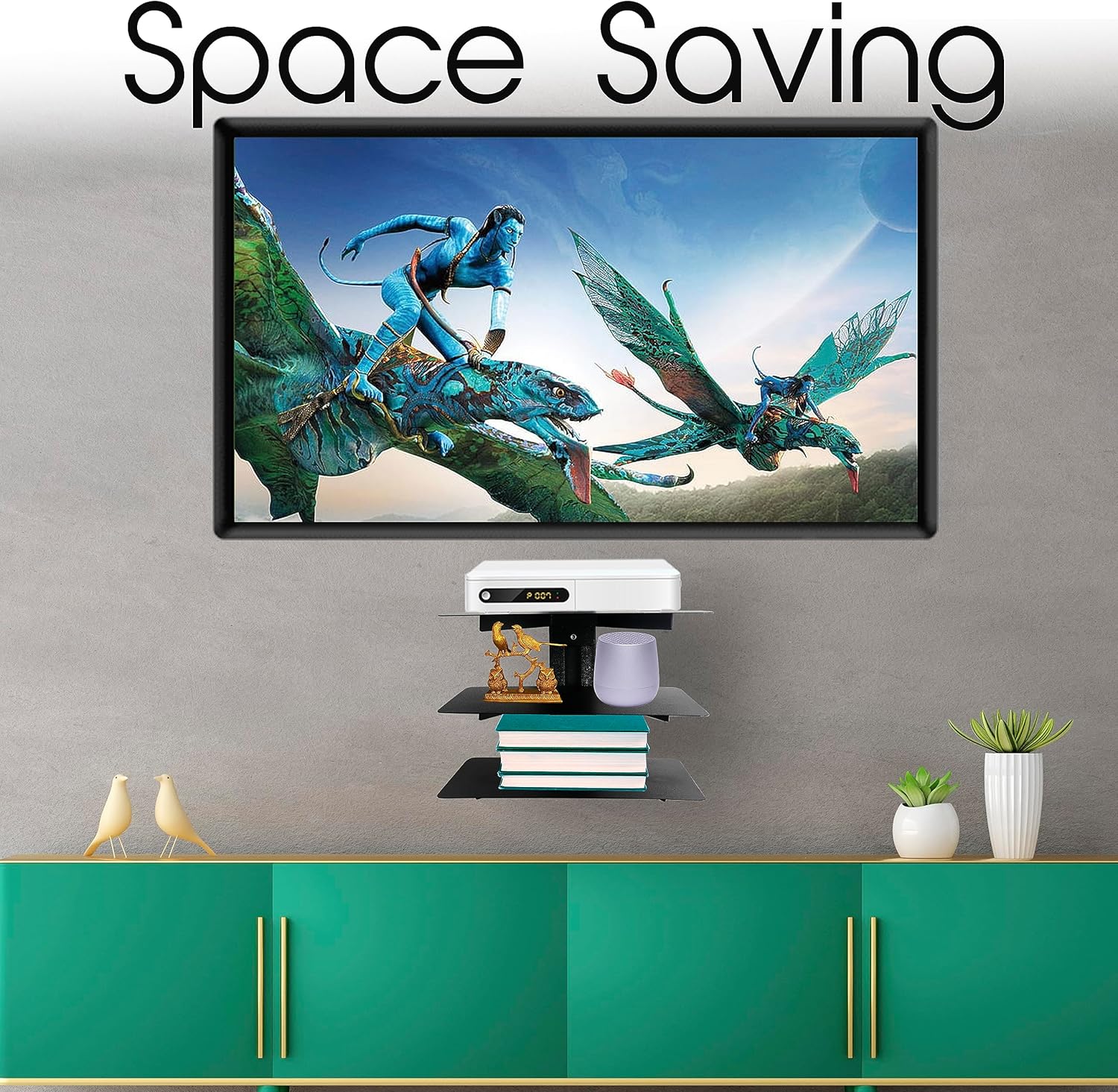 SIMOND STORE – Estante flotante de entretenimiento – Estante para proyector – Estante flotante de montaje en pared para reproductores de DVD,