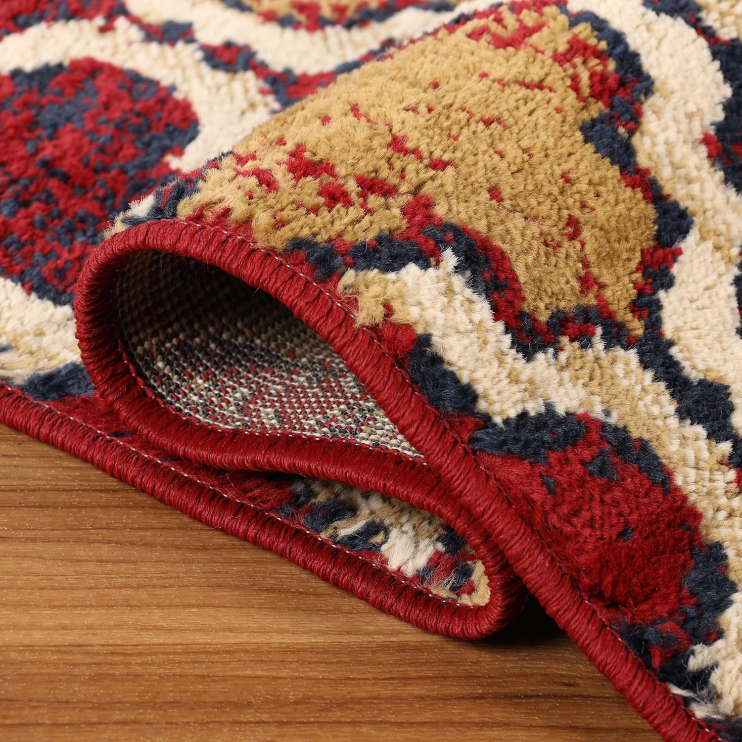 SUPERIOR – Alfombra de área grande para interiores, con respaldo de yute, perfecta para suelos de madera dura, diseño de entramado Viking, 5 x 8