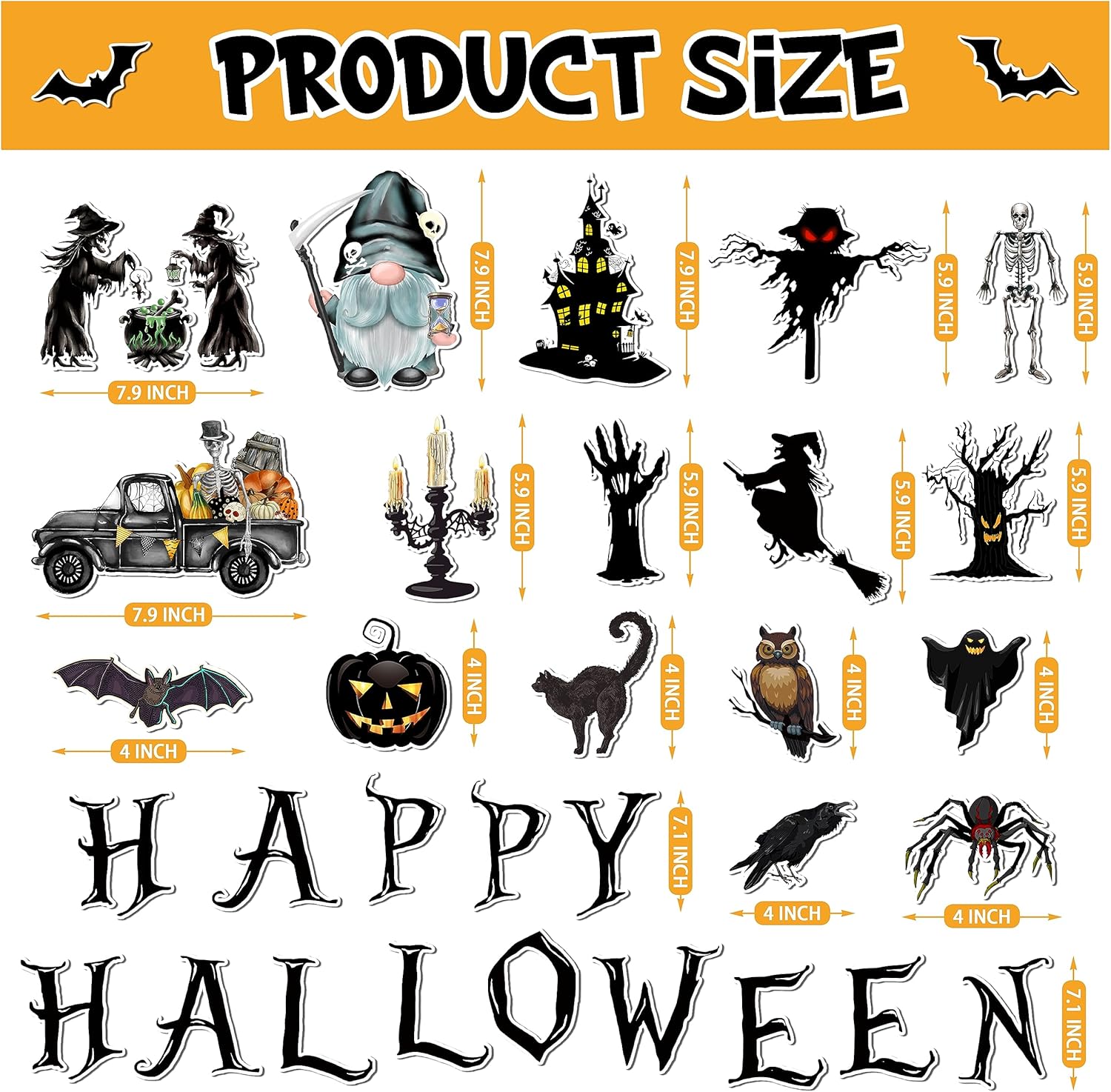 Imanes de decoración de puerta de garaje de, Feliz Halloween-02