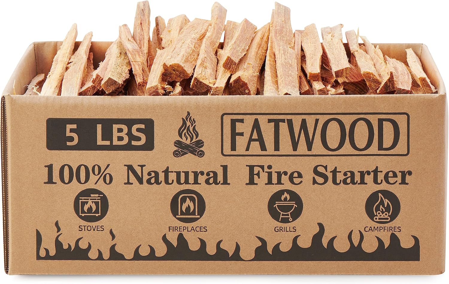 Palitos de inicio de fuego de madera de grasa de 5 libras, 100 % natural para estufas, madera de pino para chimeneas, fogatas, fogatas, fogatas,