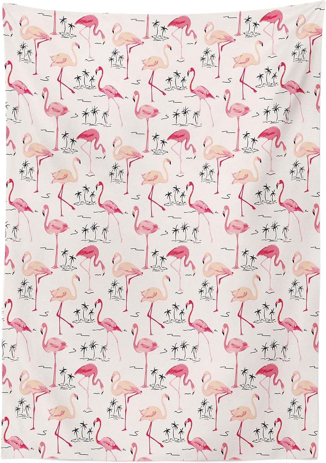Ambesonne Mantel de flamencos con diseño de flamencos en estilo vintage, diseño de amor y animales románticos, estampado de ilustraciones de