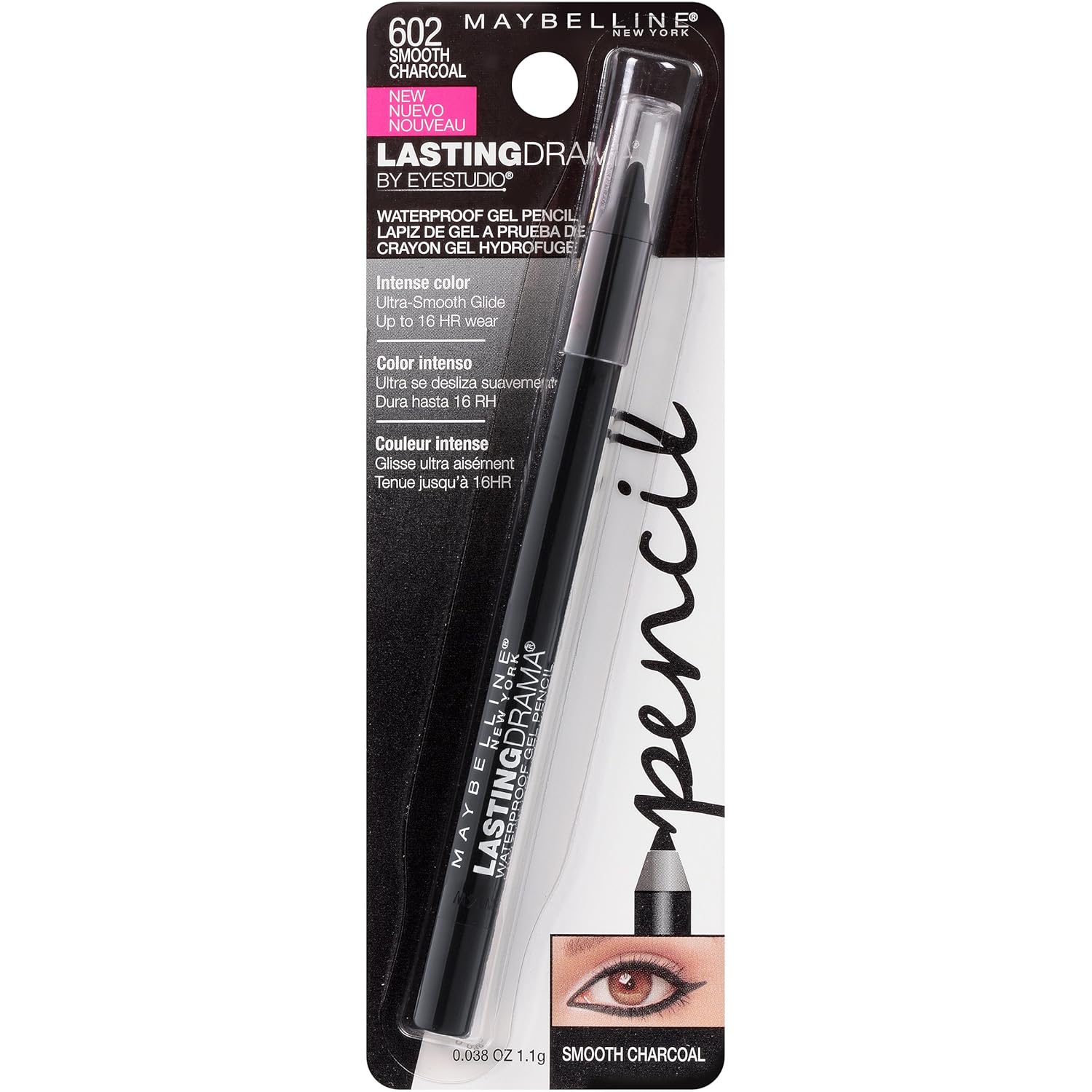 Maybelline New York, lápiz delineador en gel a prueba de agua duradero Drama de Eyestudio, 0.04 onzas