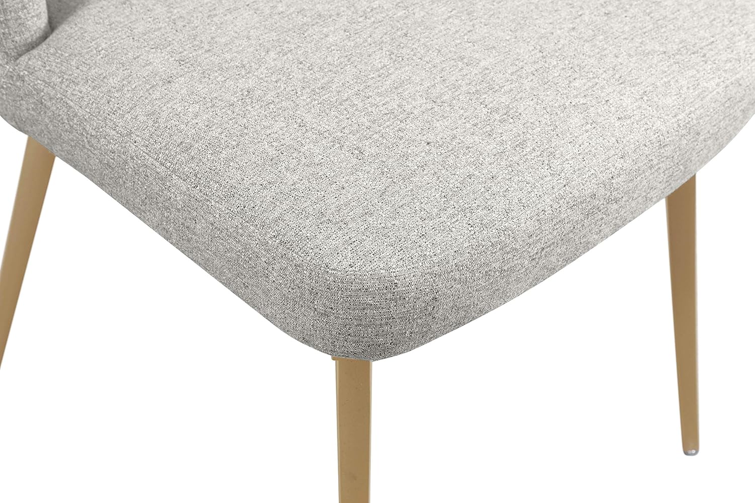 Meridian Furniture Eleanor Collection Modern – Silla de comedor tapizada de lino contemporáneo con respaldo de ala copetuda y patas doradas