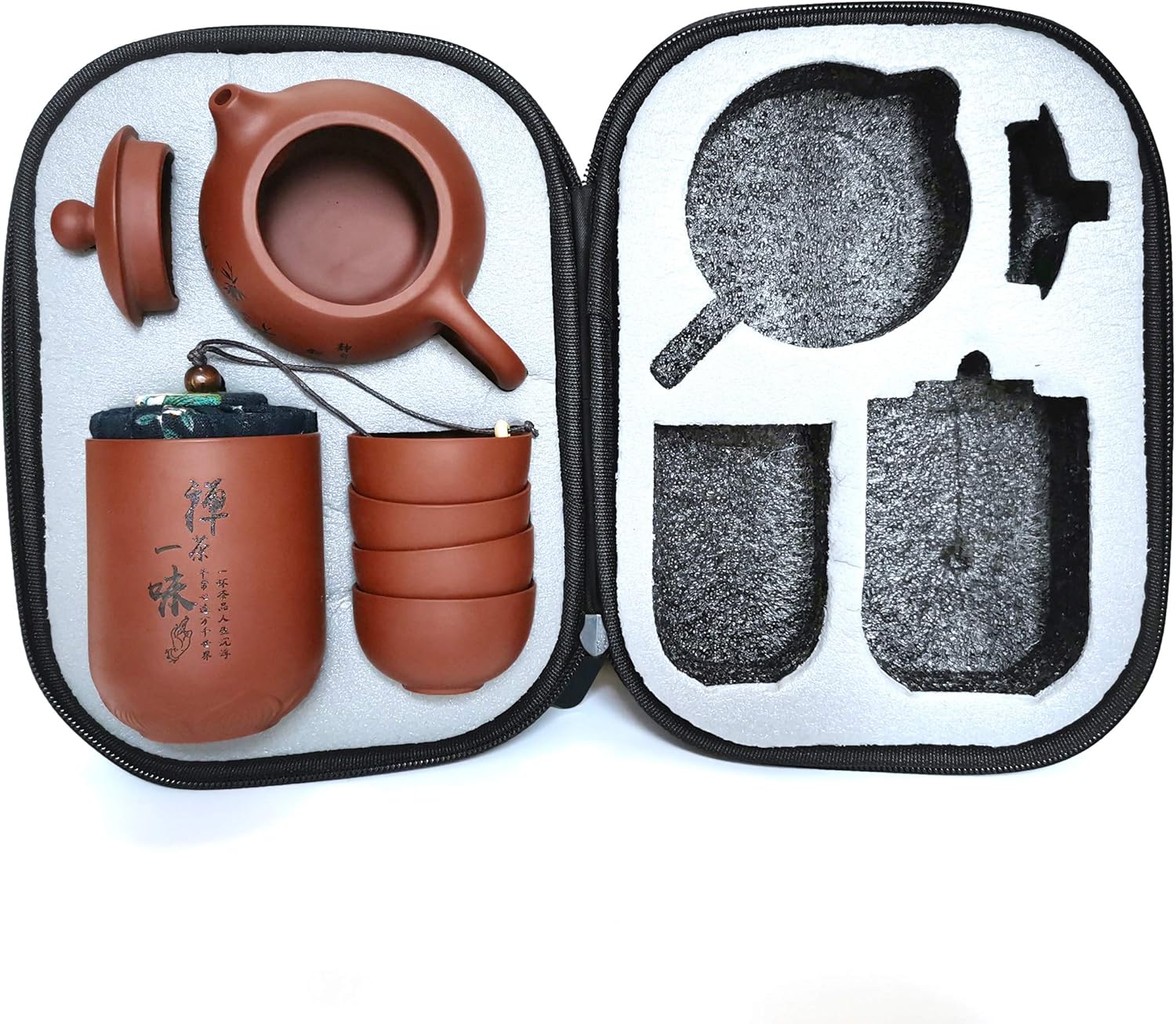 Juego de té portátil – Juego de té chino, taza de té de tetera, juego de té de viaje, juego de té Gong Fu hecho a mano – Juego de té de té para el